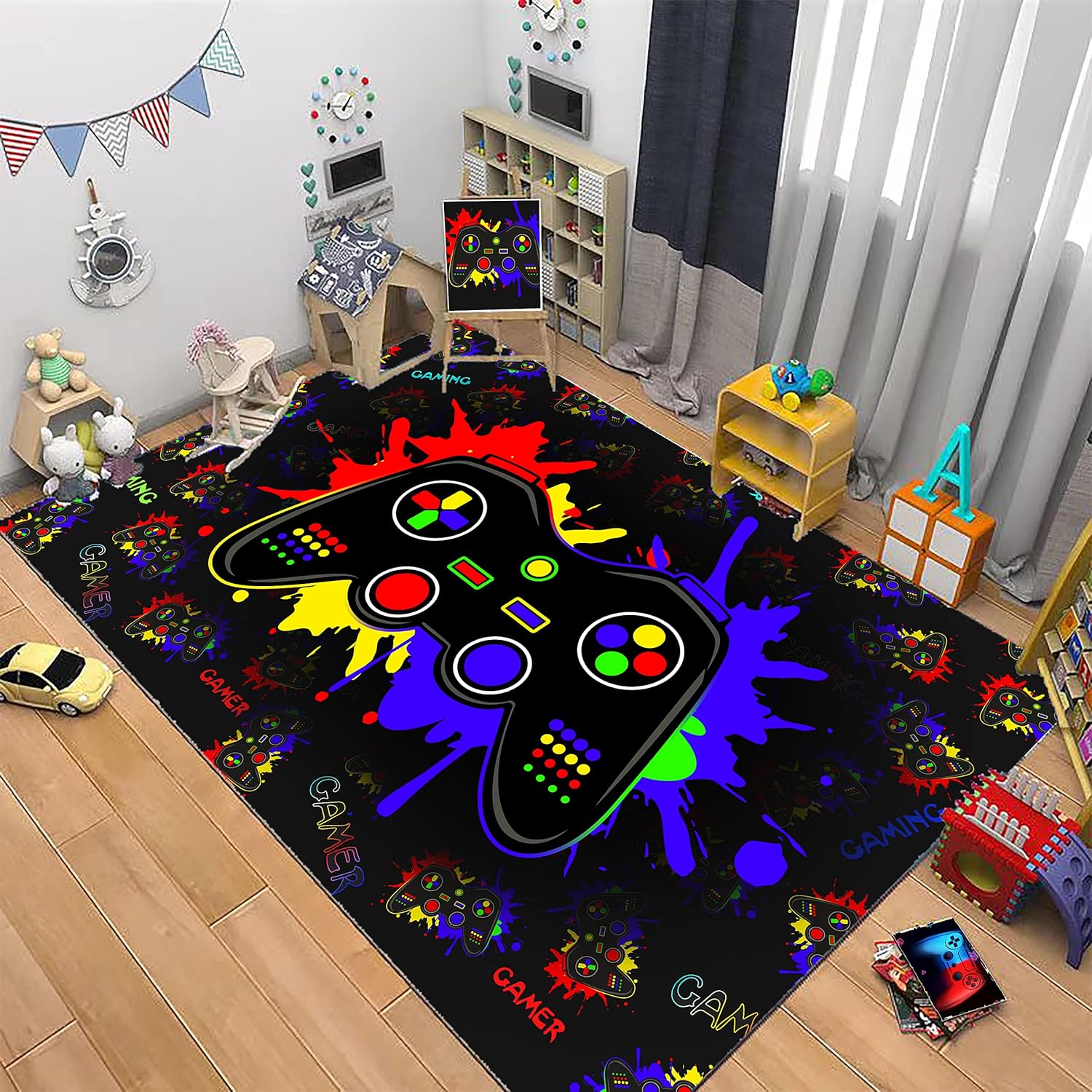 Alfombras modernas antideslizantes con impresión 3D de control de videojuegos, regalo para sala de estar, dormitorio, alfombras, entrada, piso,
