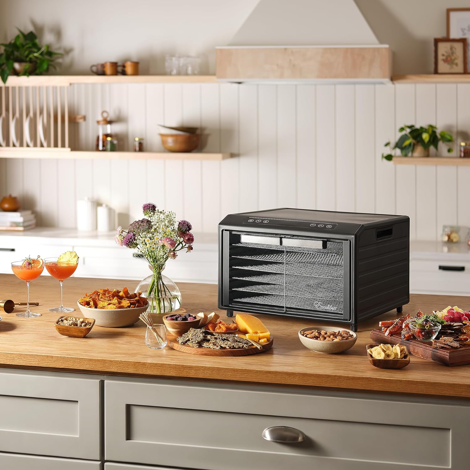 Excalibur Deshidratador eléctrico de alimentos Select Series 6 bandejas con control de temperatura ajustable, incluye bandejas de secado cromadas,