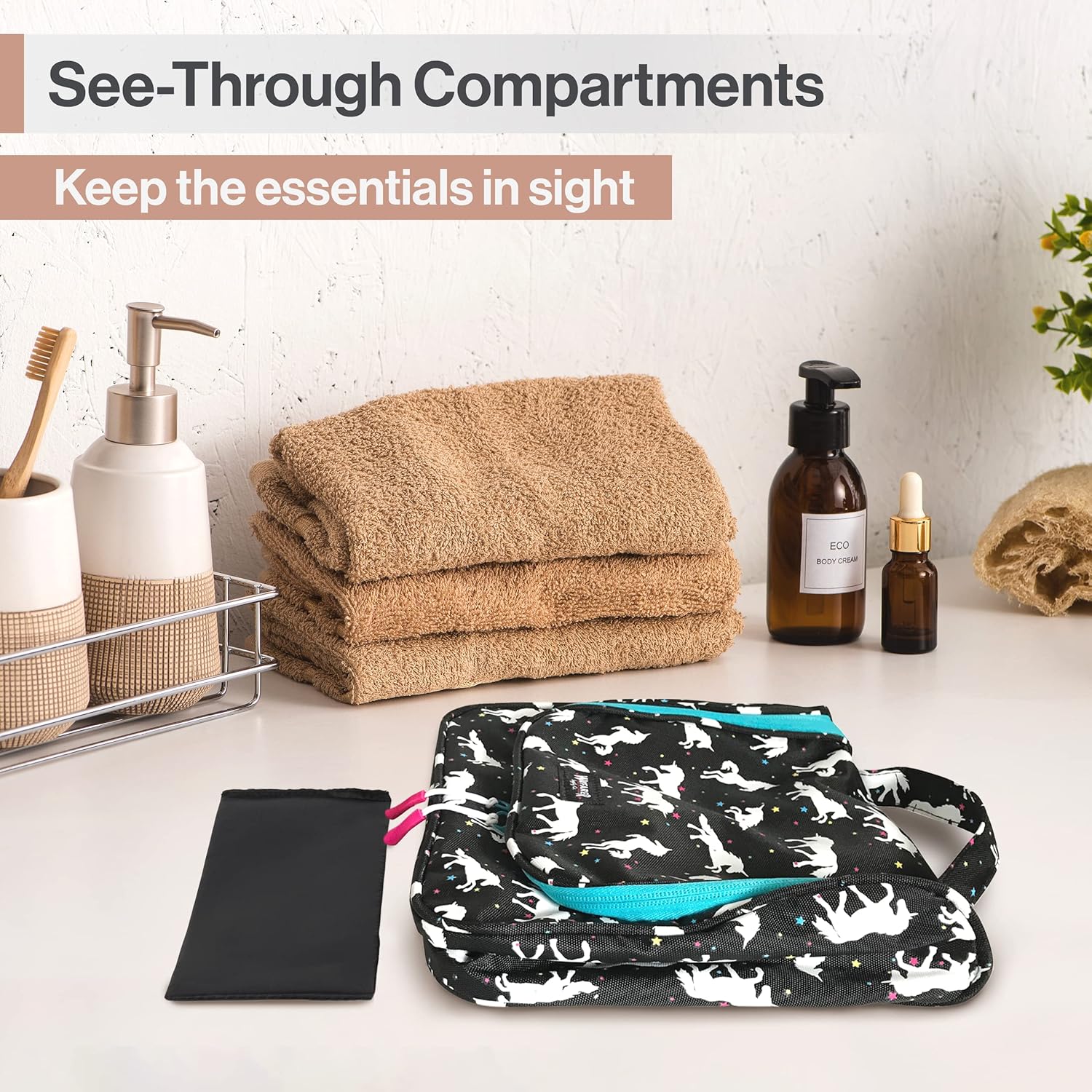 Wayfarer Supply – Neceser de viaje grande para mujeres y hombres, organizador de cosméticos de viaje colgante para artículos de tocador, suministros