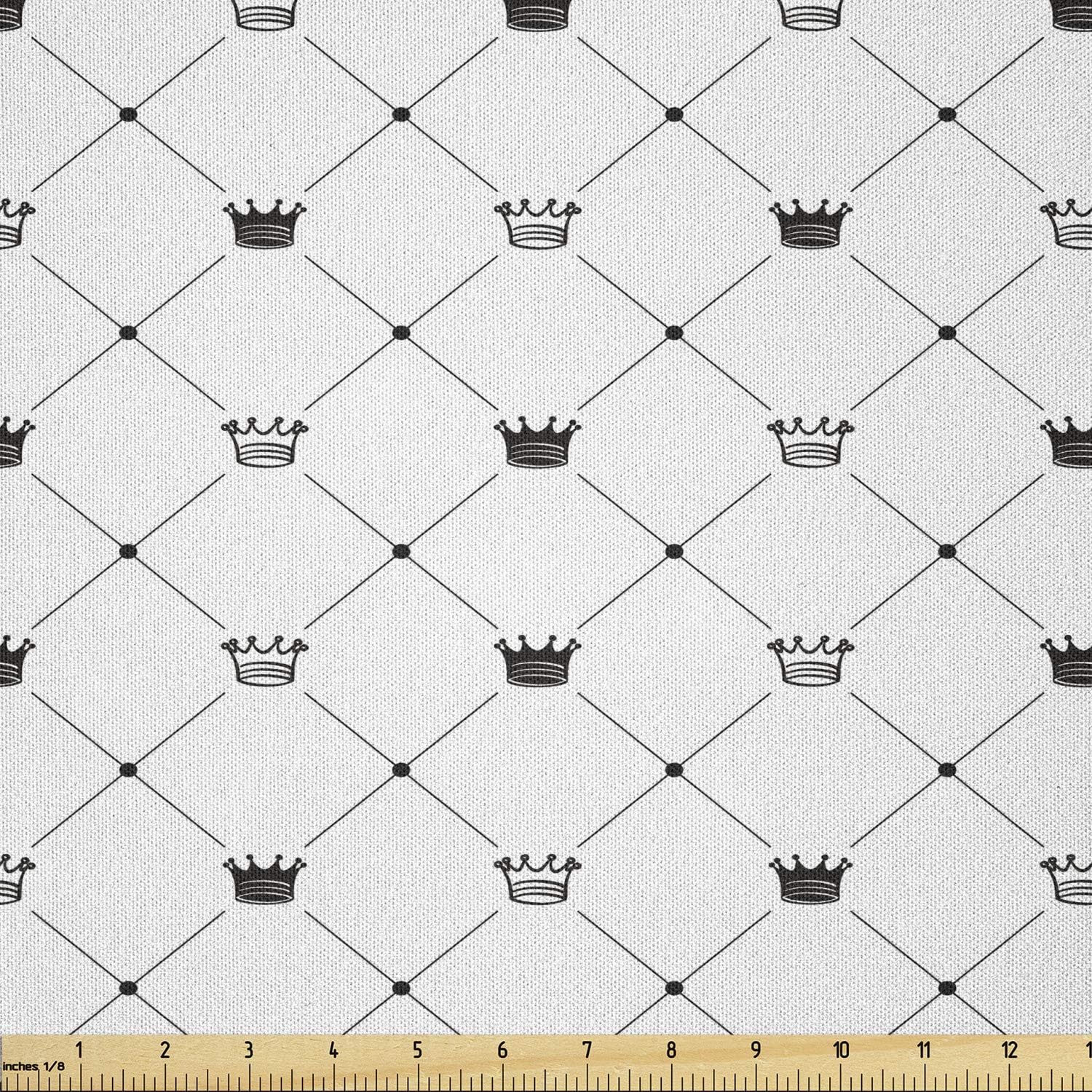 Ambesonne Abstract Fabric by The Yard, Kings Crown Classic Empire Royal on Contemporary Simplistic Display, Microfiber Fabric for Arts and Crafts
