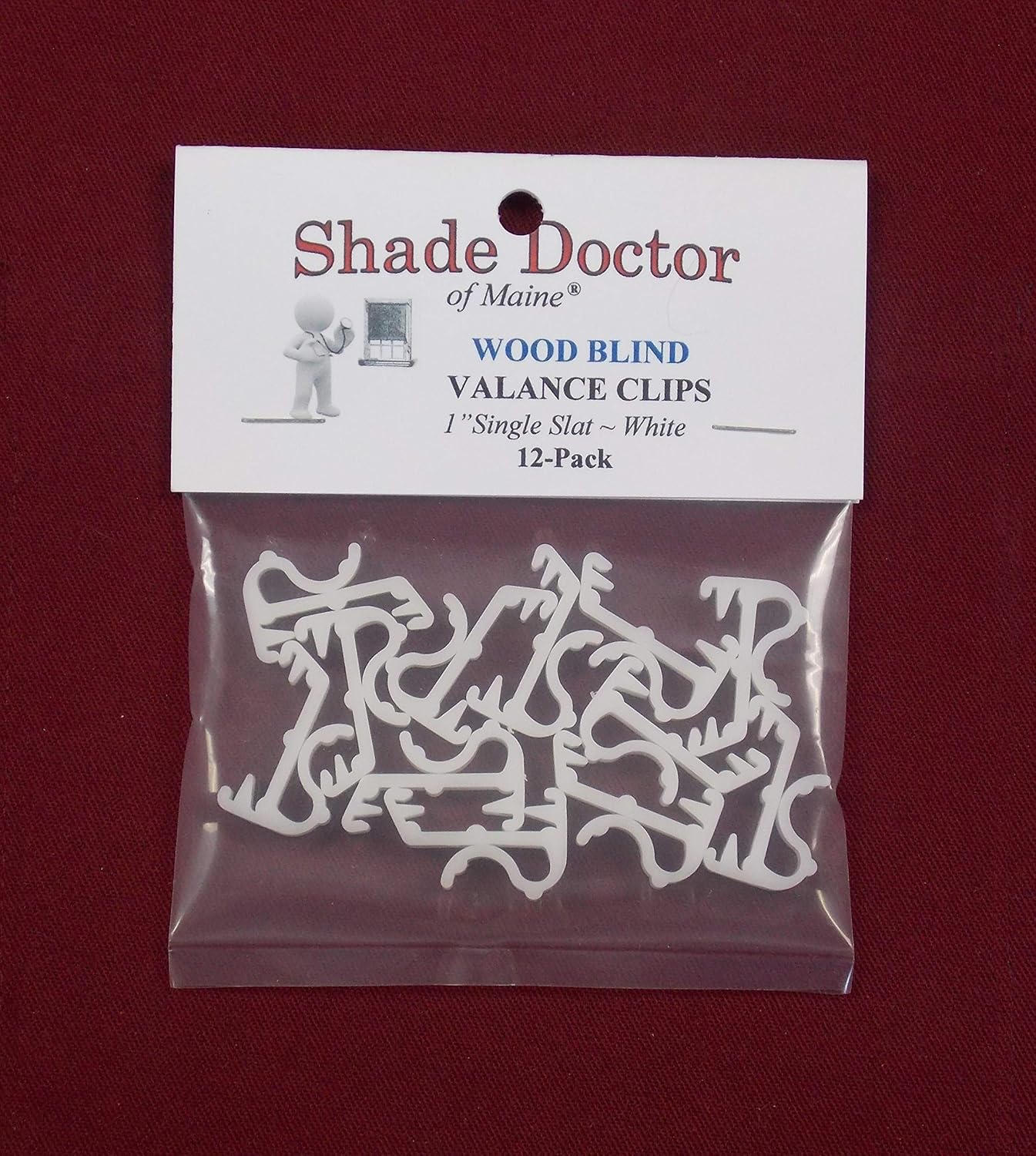 Clips de retención de cenefa blanca de 1 pulgada para madera horizontal o mini persianas (paquete de 12)