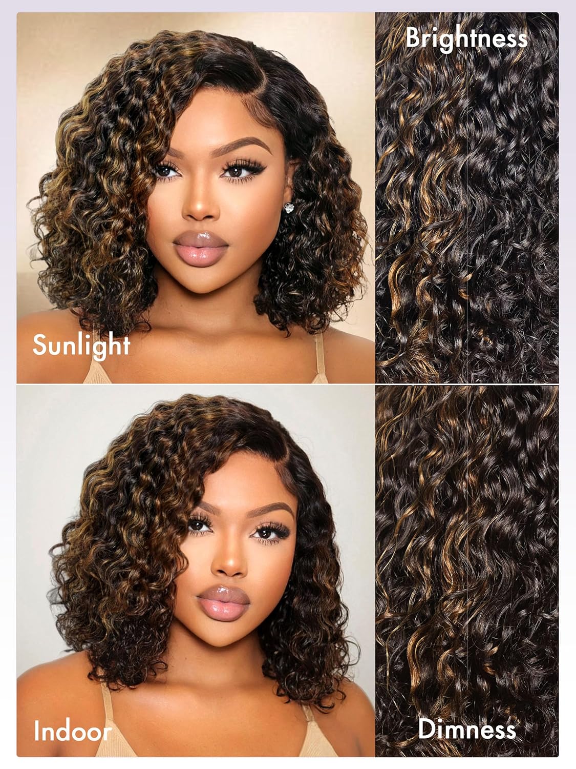 LUVME HAIR Pelucas de cabello humano rizado sin pegamento de 10 pulgadas, precortadas, precortadas, indetectable, encaje HD, peluca de cabello