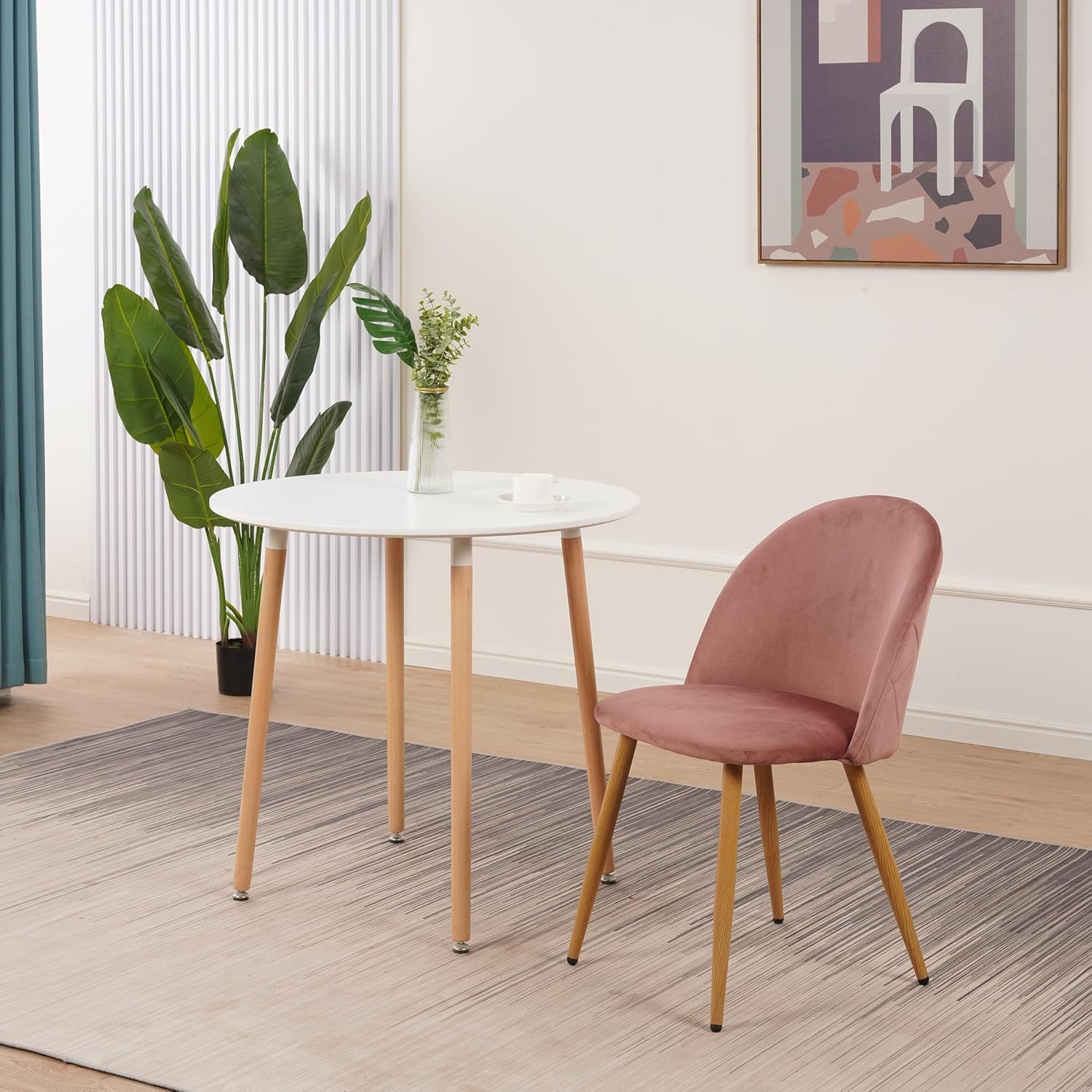 Juego de 6 sillas de comedor, sillas de cocina, asiento y respaldo de terciopelo suave vintage con patas de metal estilo madera, sillones