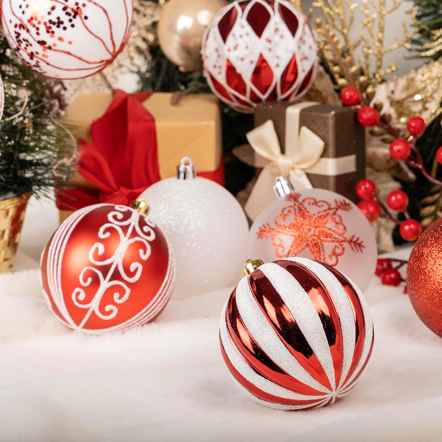 Adornos de bola de Navidad, 16 piezas para adornos de árbol de Navidad de 3.15 pulgadas, irrompibles, decoración de árbol de Navidad con bolas de