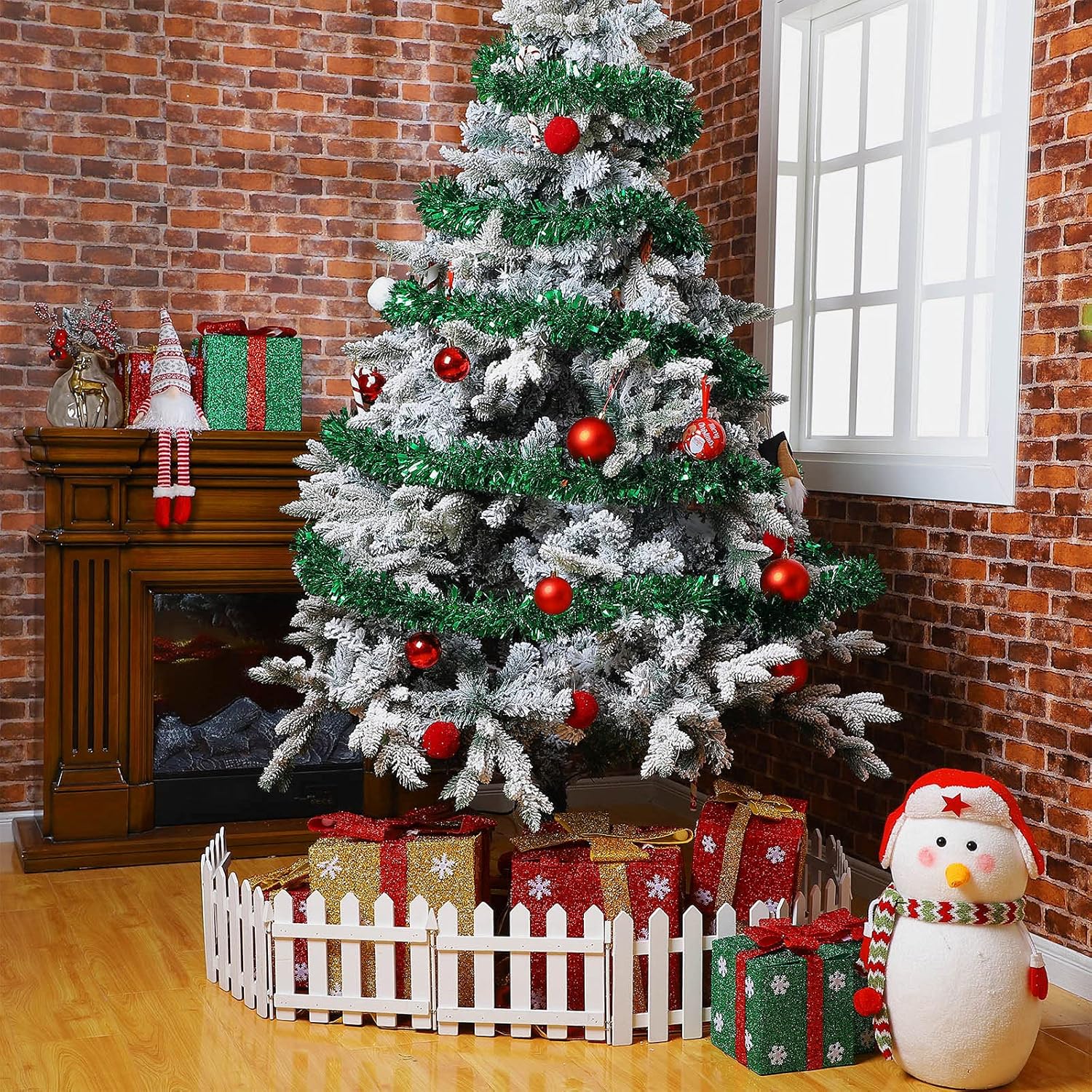 Guirnalda de oropel de Navidad de 39.4 pies, guirnalda metálica con torsión, guirnalda colgante brillante para árbol de Navidad, suministros de