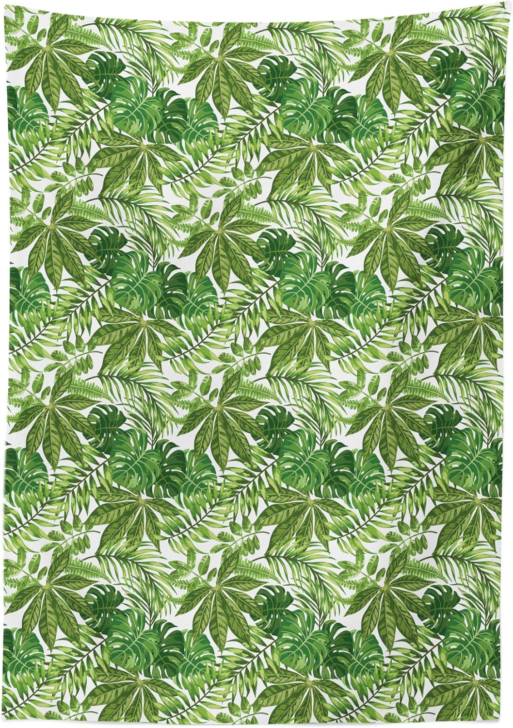 Ambesonne Mantel de hoja de palma, mezcla de hojas de follaje de la selva Madagascar Aloha Botanical Forest Plant, mantel rectangular para