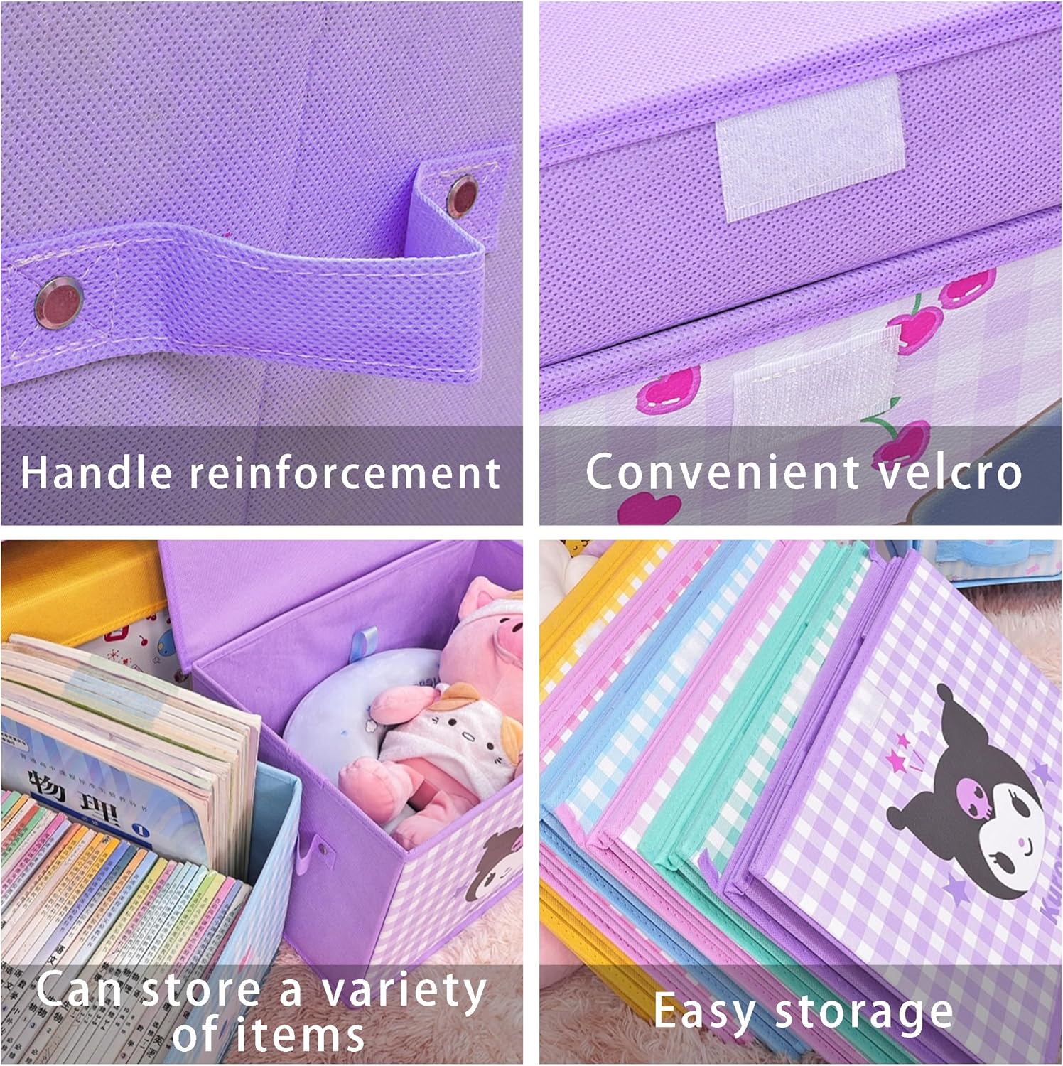 KroTex Bonito contenedor de almacenamiento plegable con tapa, cestas organizadoras decorativas de cuero para estantes para armario, decoración de