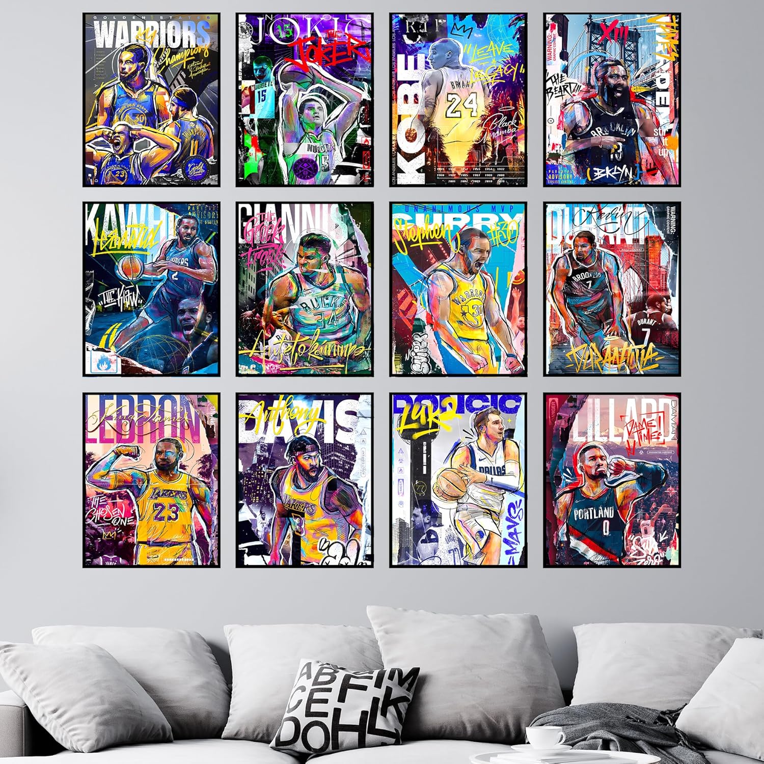 Bigwig Prints Juego de pósteres de baloncesto  Pósteres de baloncesto para dormitorio de niños, arte de pared de baloncesto, pósteres de la NBA para
