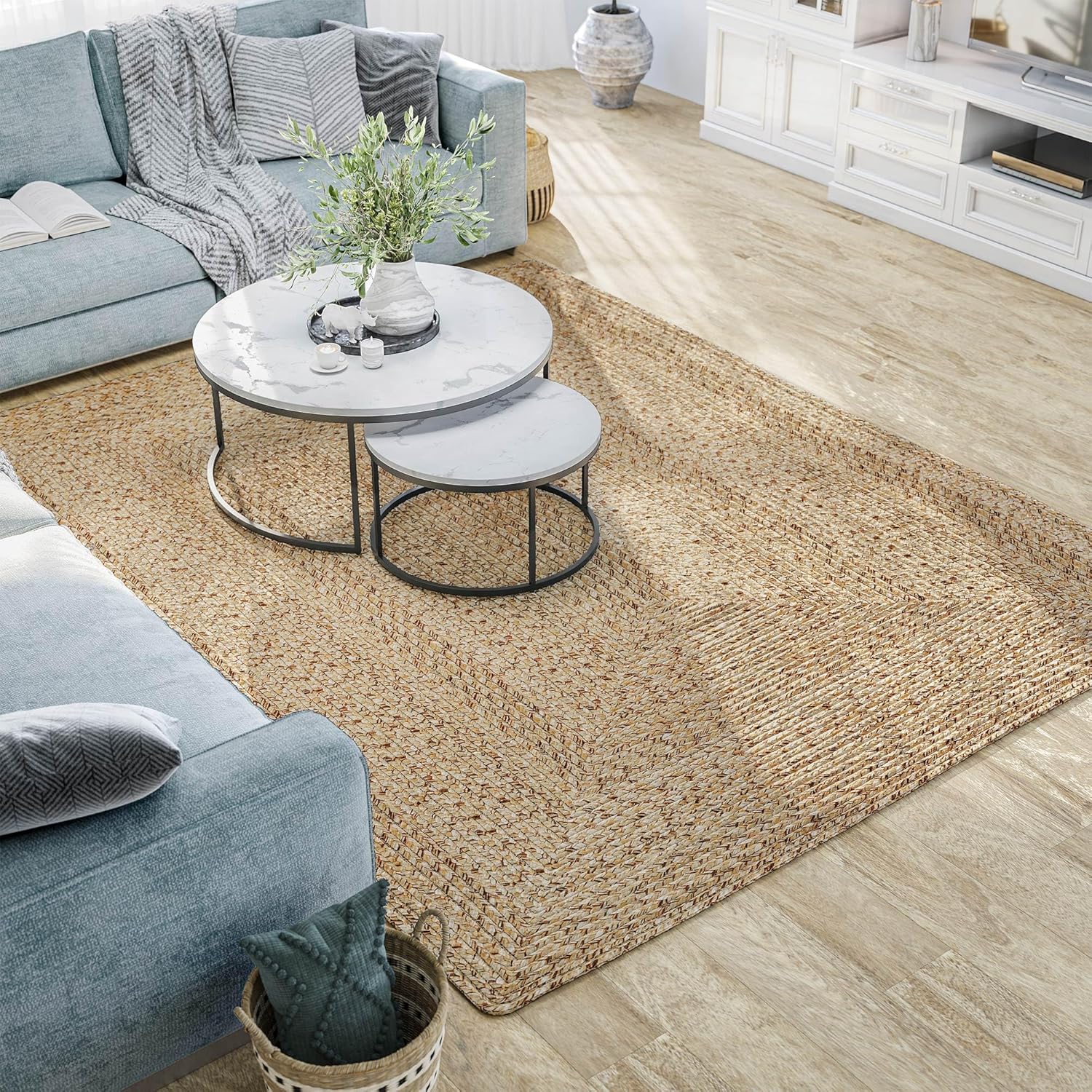 BELLEZE Alfombra moderna de color liso para interiores y exteriores, alfombra decorativa para patio, sala de estar o cocina, estilo bohemio de lujo