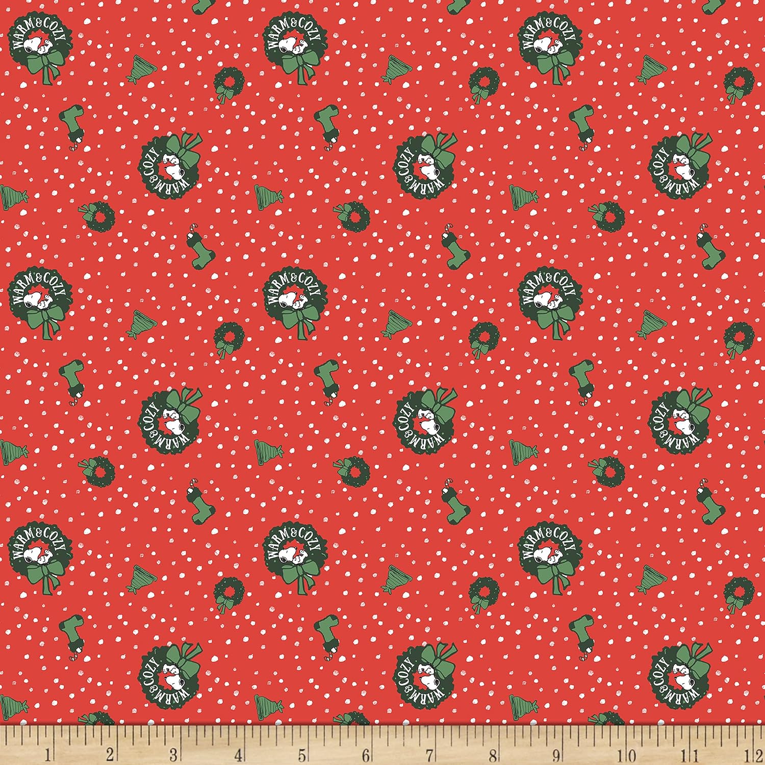 Springs Creative Peanuts Christmas Snoopy Toss – Tela para patio, color rojo