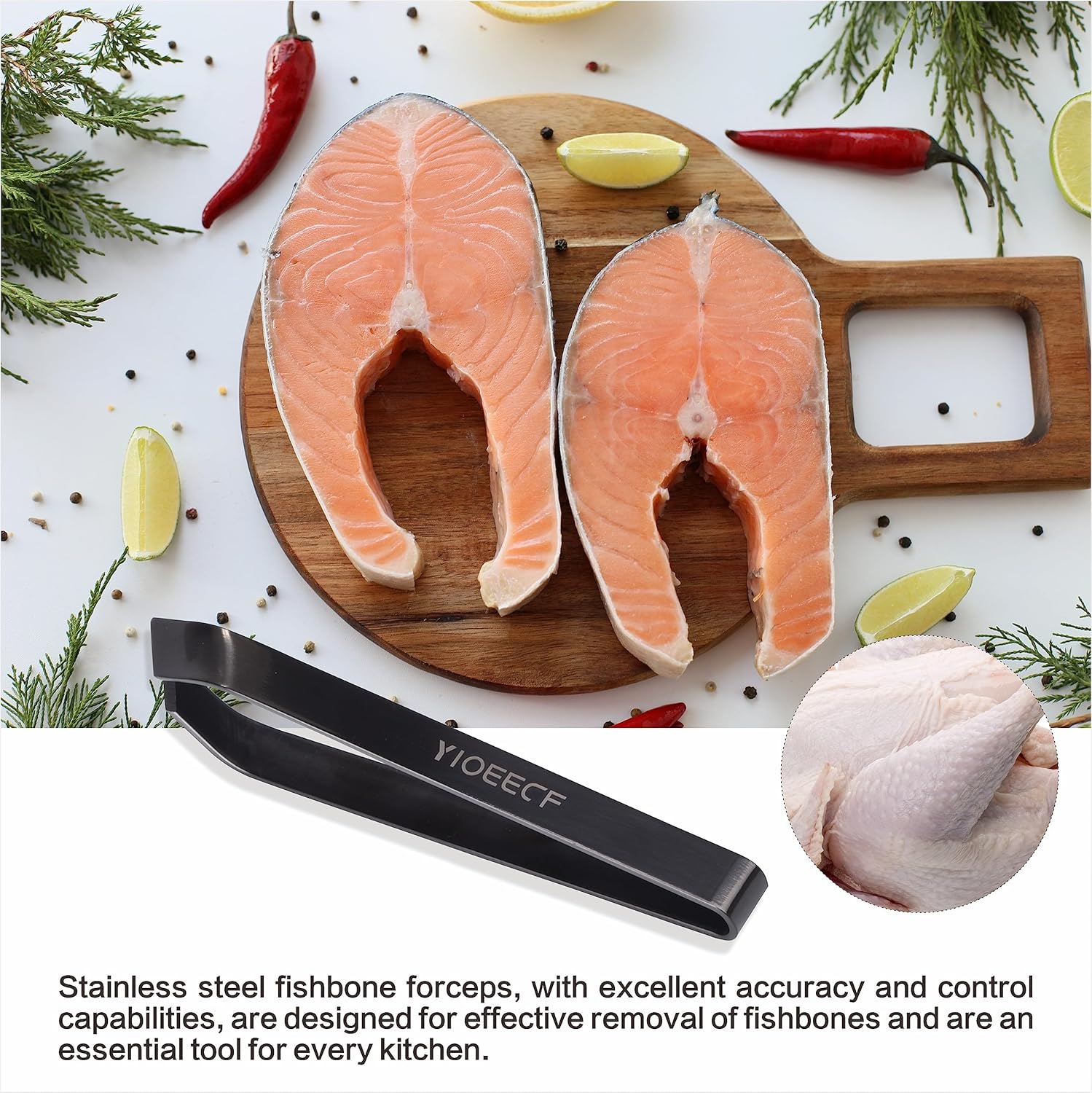 Yioeecf Juego de pinzas para galjanoplastia de chef, juego de pinzas para alimentos, juego de pinzas de acero inoxidable de chef profesional, 6