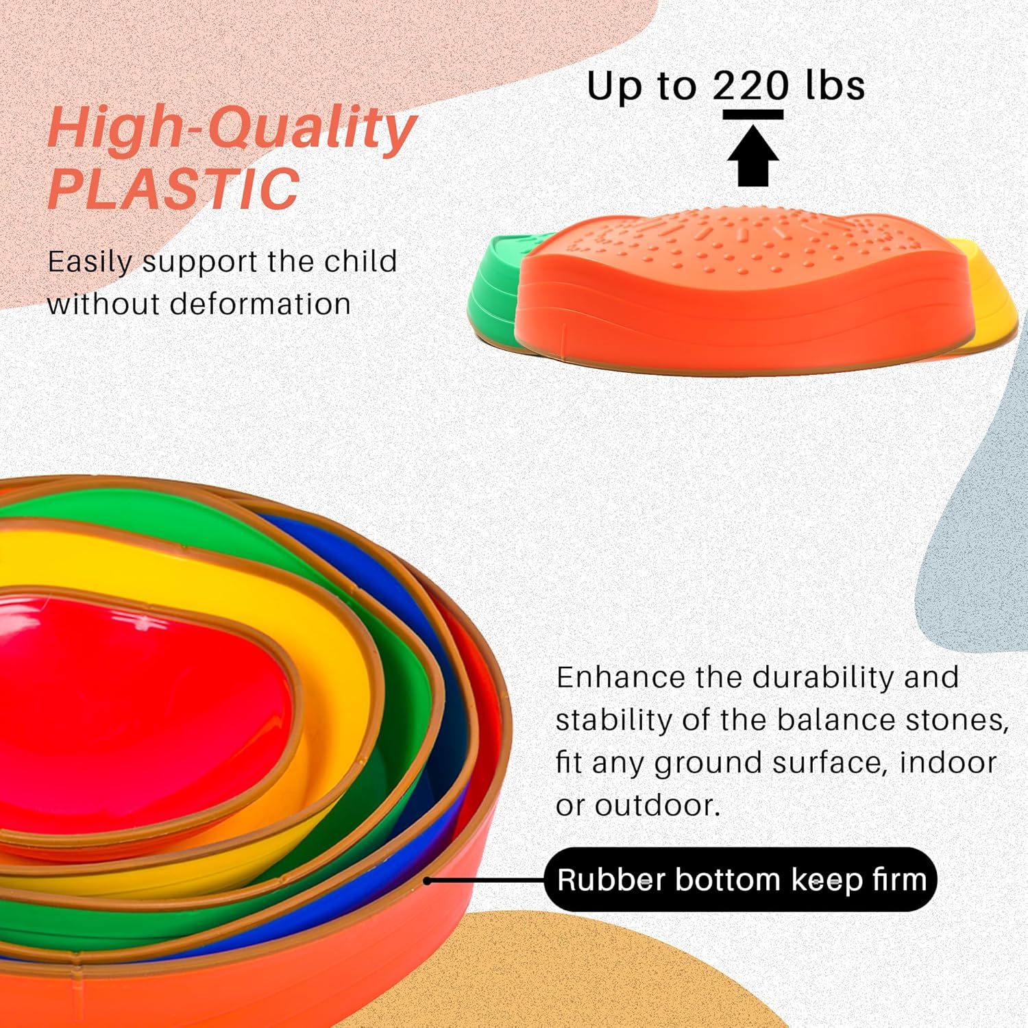 Escalones de equilibrio para niños pequeños Carrera de obstáculos  5 juguetes duraderos para exteriores, piedras sensoriales para mejorar la
