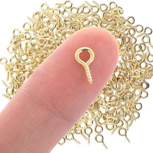 300 pines de tornillo para hacer joyas, ganchos de ojo pequeños, ganchos dorados para tornillos de ojo, con roscas, mini broches de tono dorado, 300 pines de tornillo para hacer joyas, ganchos de ojo pequeños, ganchos dorados para tornillos de ojo, con roscas, mini broches de tono dorado,