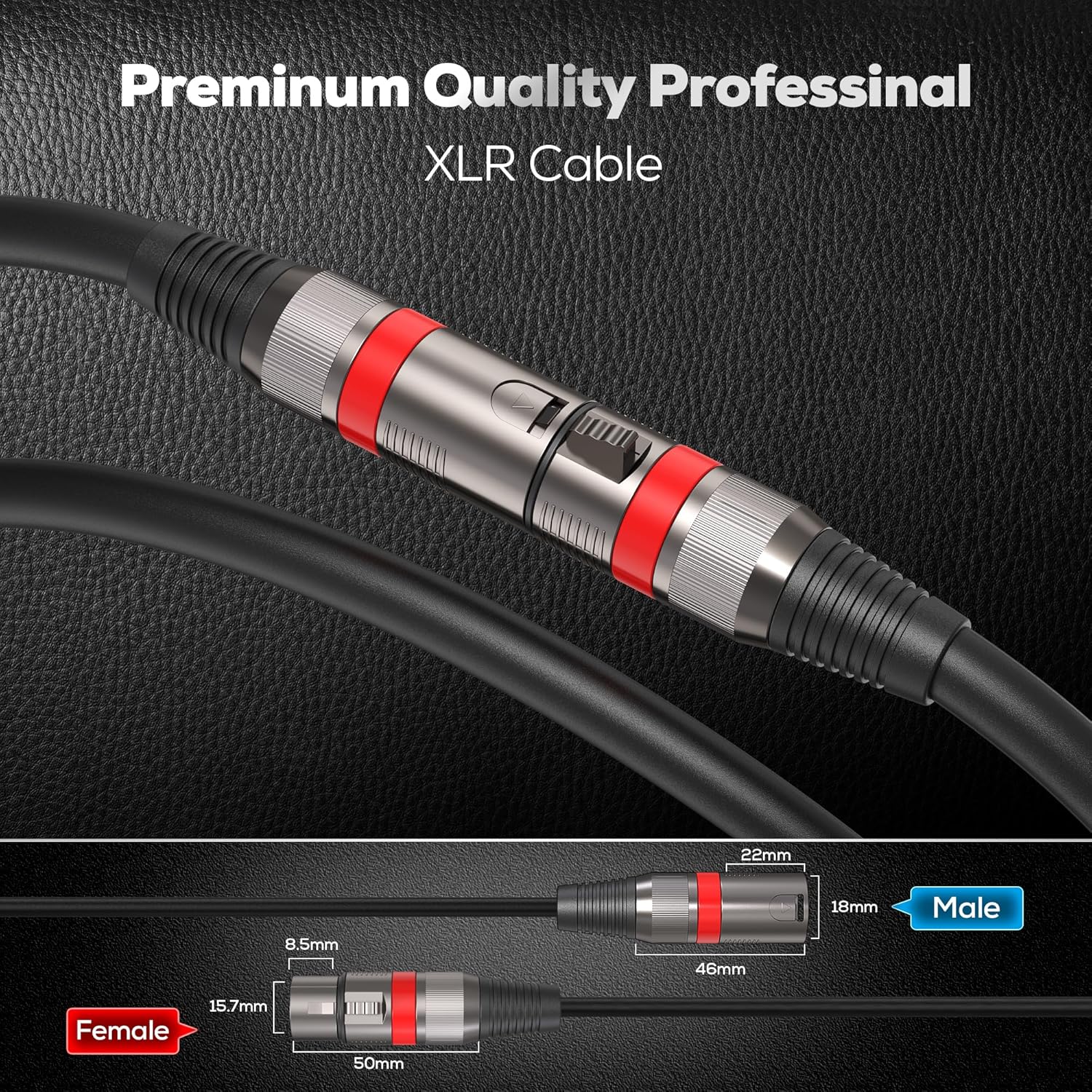 XLR Cables 100FT30M 2 paquetes, cable de micrófono equilibrado de alta calidad con conector XLR macho a hembra de 3 pines compatible con micrófonos,