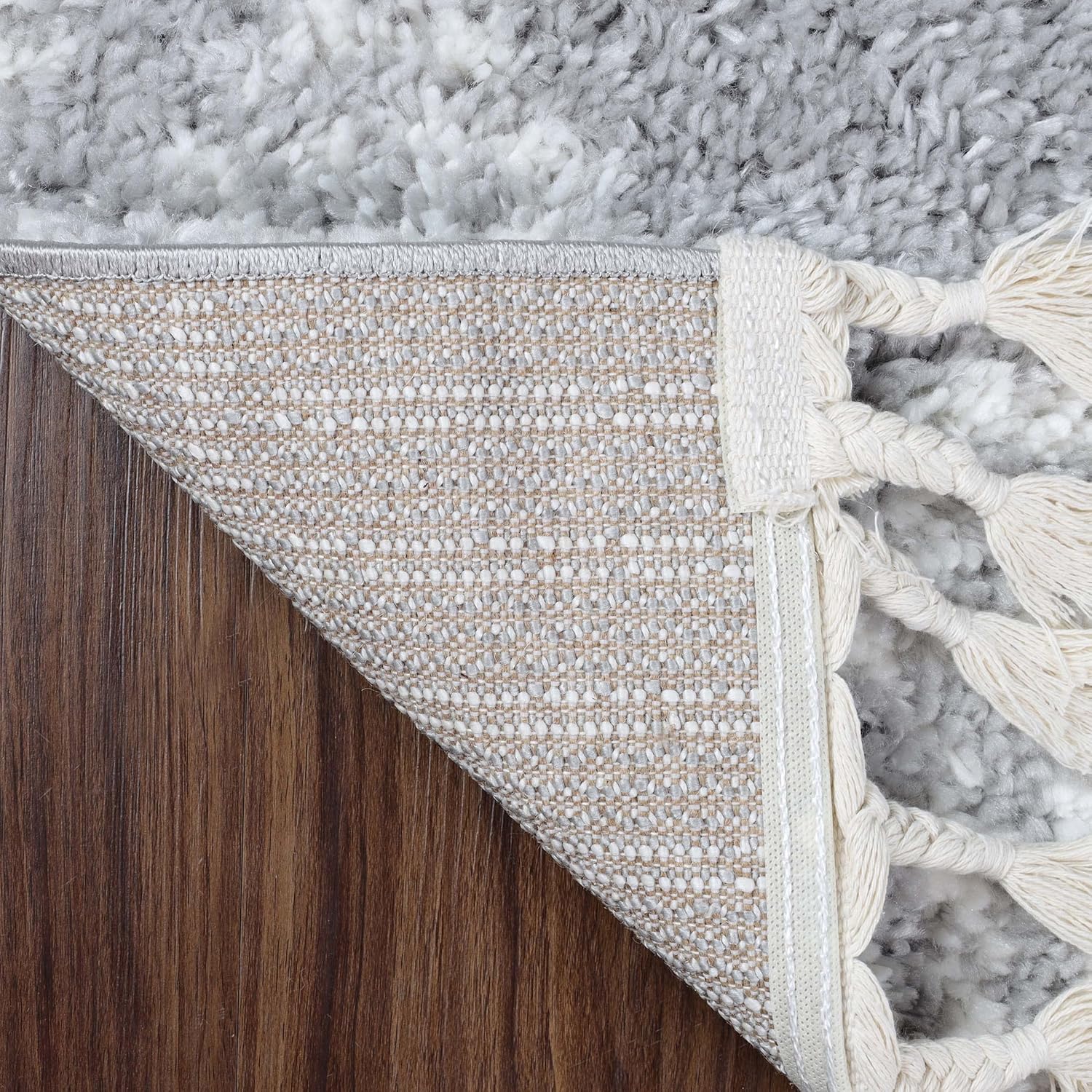 SUPERIOR Alfombra de pelo largo para interiores con borlas, perfecta para dormitorio, cocina, lavandería, entrada, oficina, sala de juegos, cubierta