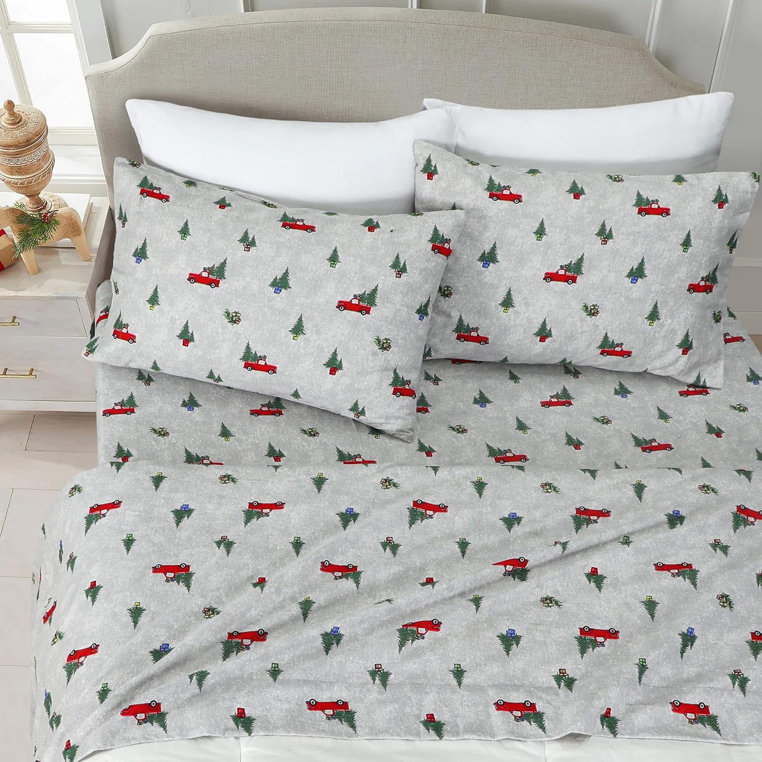 Sleepdown – Juego de sábanas de franela 100% algodón cepillado doble supersuaves, sábana bajera con bolsillo de 16 pulgadas de profundidad y 2