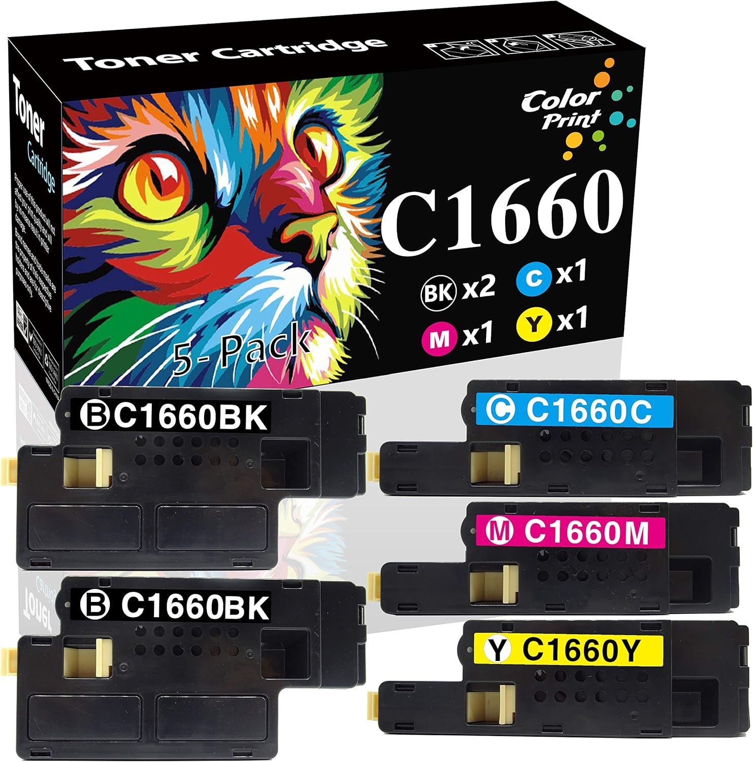 COLOR PRINT Cartucho de tóner compatible de 1660 W de repuesto para impresora Dell C1660W 4G9HP, funciona con impresora C1660 1660 C1660cnw 1660w