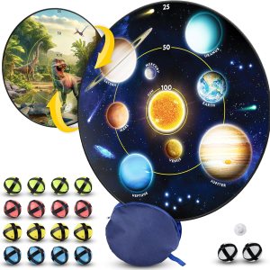 NATIONAL GEOGRAPHIC Tablero de dardos que brilla en la oscuridad para niños, juego de dardos con 28 pulgadas reversible, brillante y bolas NATIONAL GEOGRAPHIC Tablero de dardos que brilla en la oscuridad para niños, juego de dardos con 28 pulgadas reversible, brillante y bolas