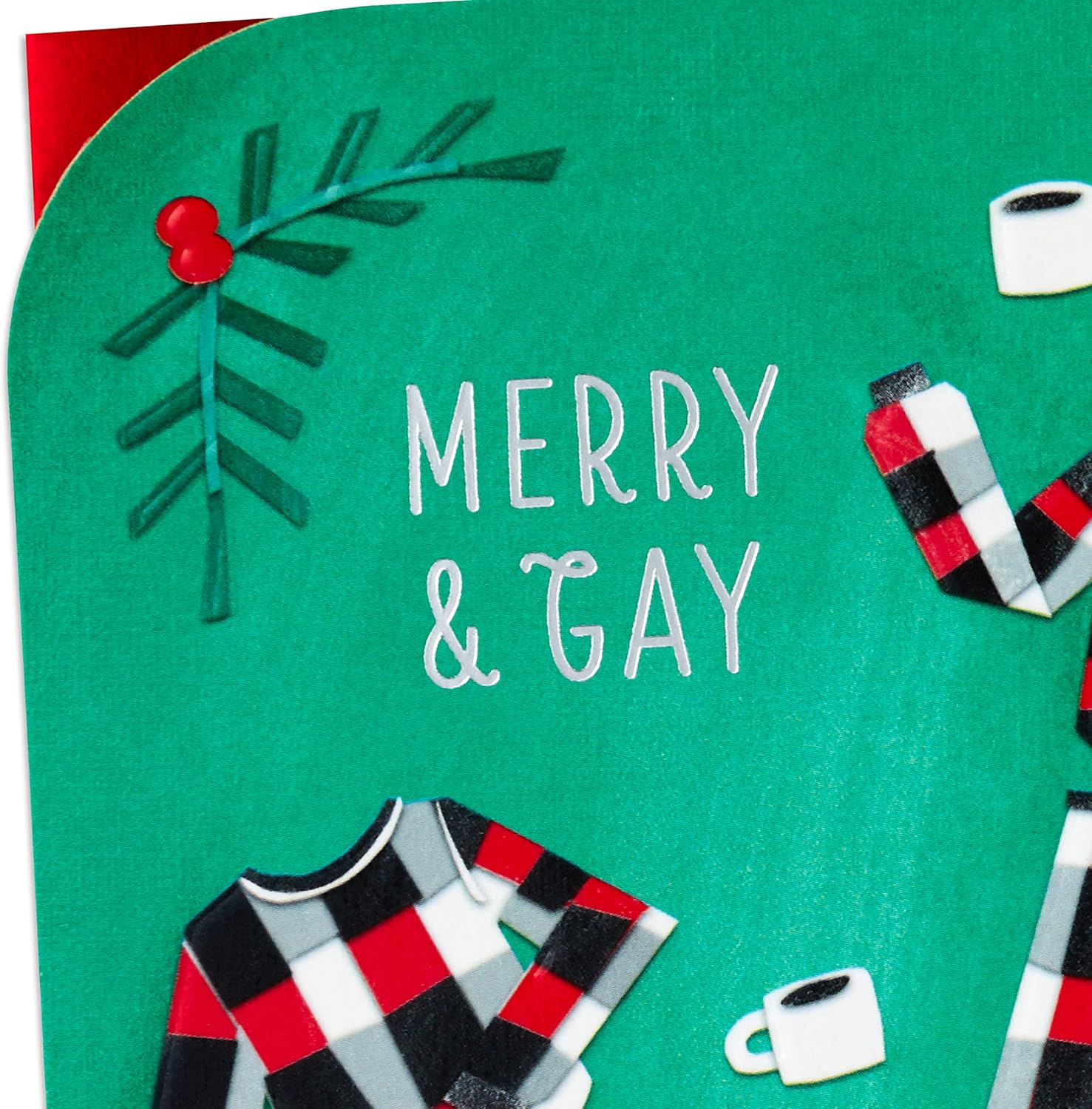HALLMARK Tarjeta de Navidad LGBTQ para pareja (café y pijama, Merry & Gay)
