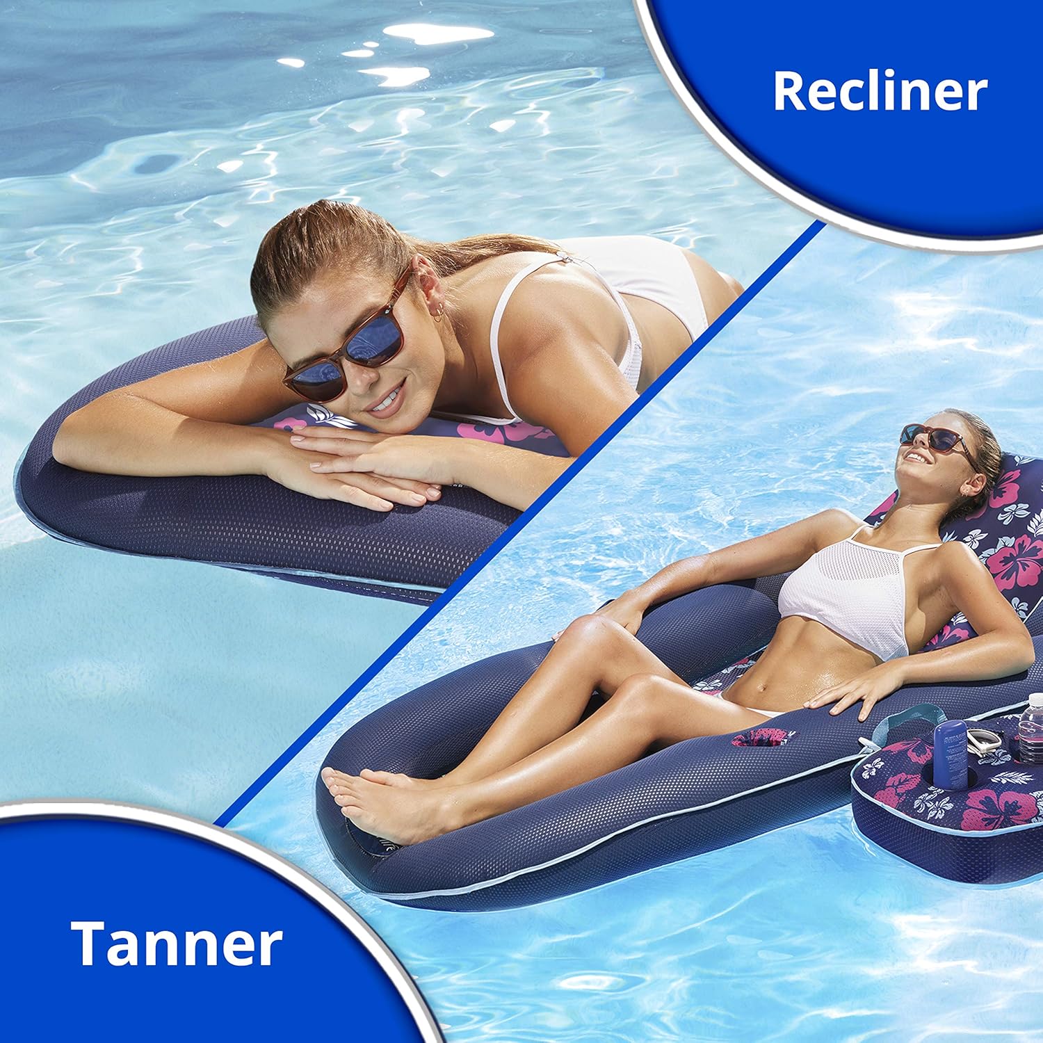 Aqua Campania Ultimate – Tumbona de piscina 2 en 1 con respaldo ajustable y carrito + nueva silla de piscina Aqua Zero Gravity Flotador con toldo