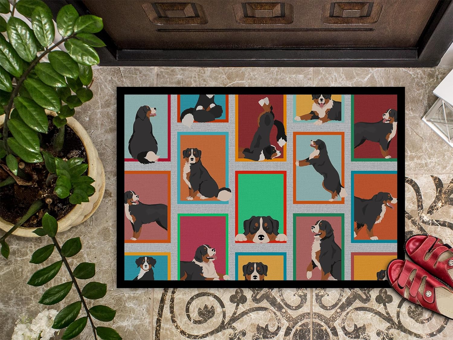 Caroline’s Treasures MLM1087MAT – Felpudo de perro de montaña bernés de 18 x 27 pulgadas, para interiores y exteriores, para entrada,