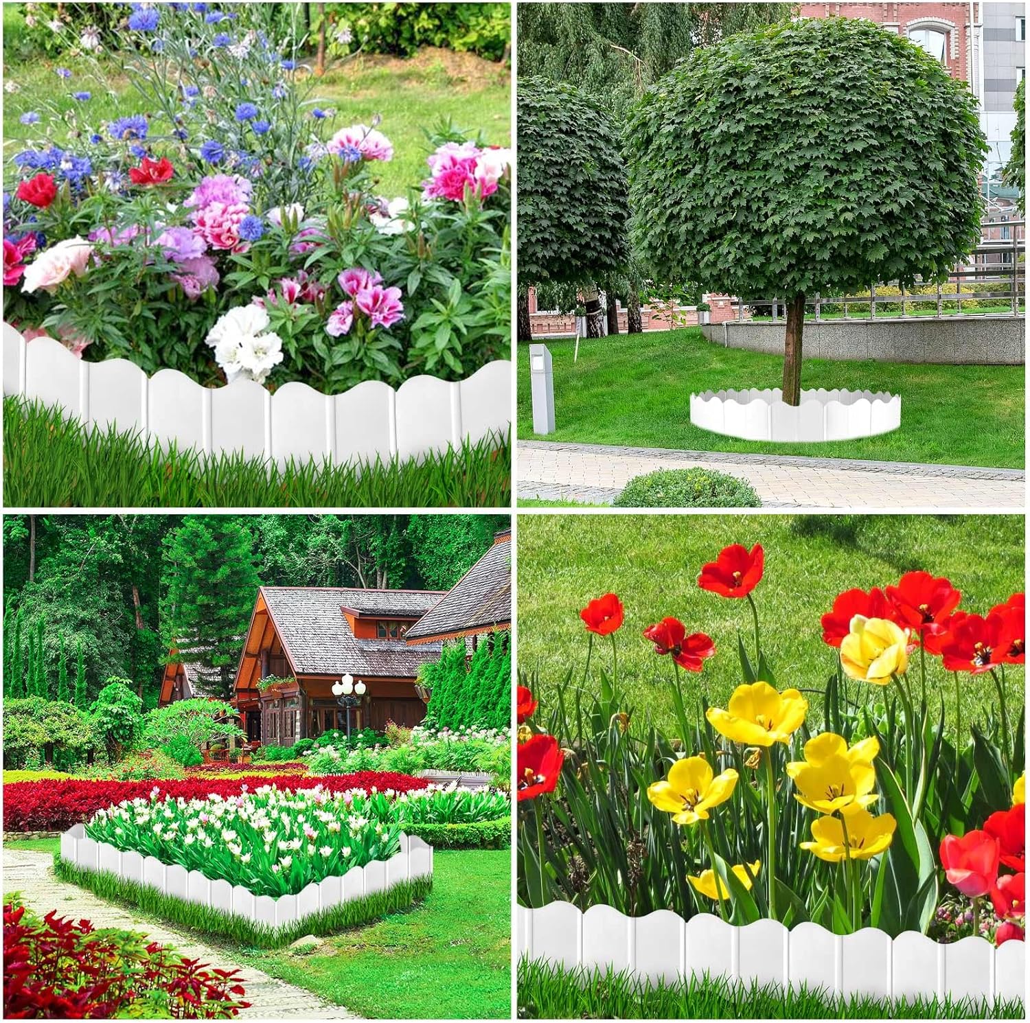 Borde de borde de jardín, 20 piezas de bordes decorativos para valla de jardín, bordes de borde de paisaje de jardín, borde flexible para cama de