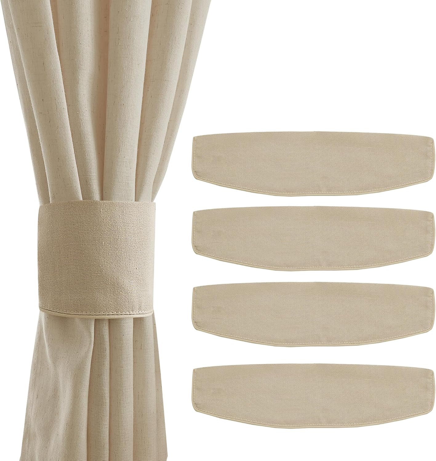 NICETOWN Cortinas con textura de lino, alzapaños magnéticos, adecuadas para cortinas de lino a juego, hermosos alzapaños decorativos. (Angora, 11.8