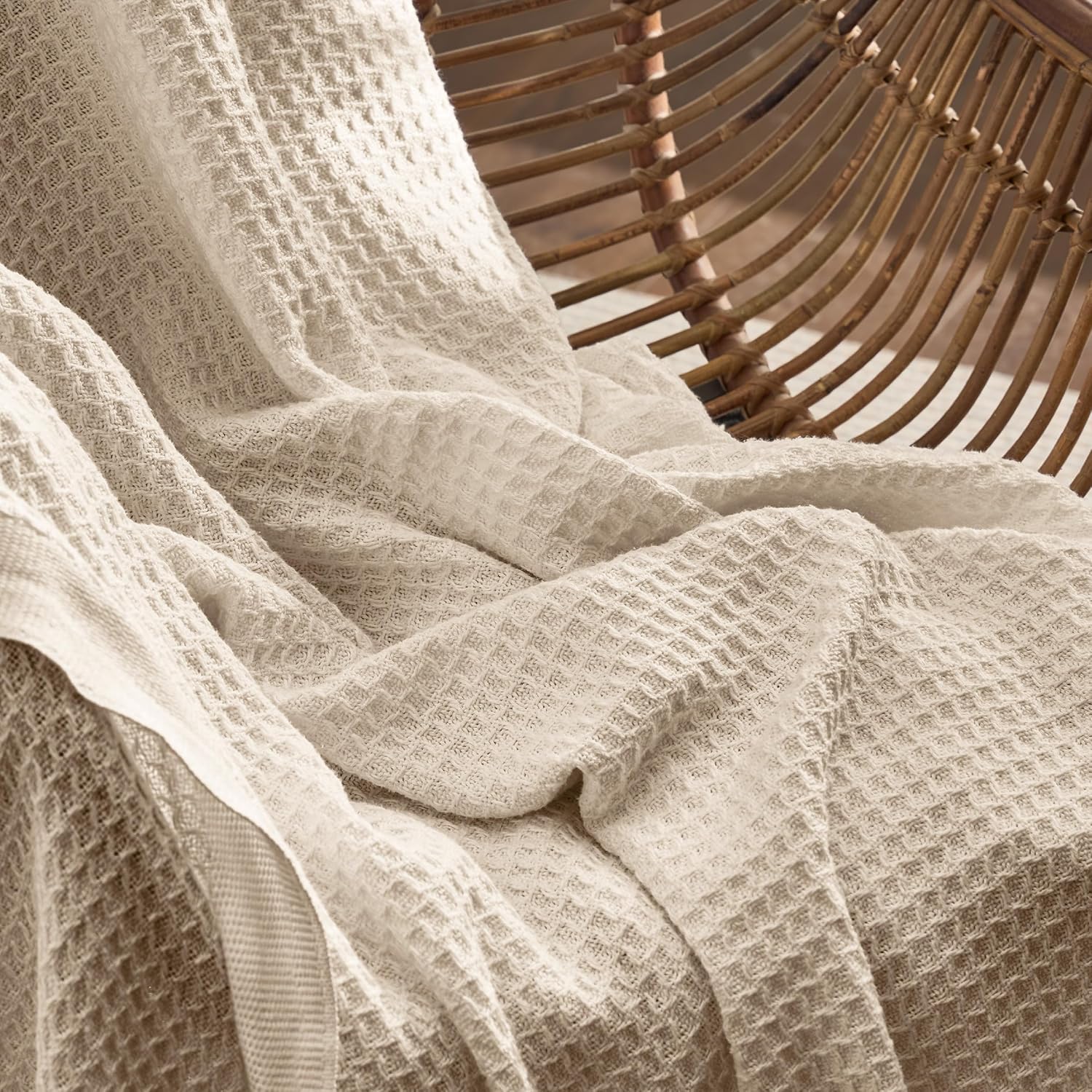 Bedsure – Mantas 100 % algodón tamaño Twin XL para cama, tejidas con punto gofre de 405 GSM, acogedoras, cálidas, suaves y livianas, para todas las