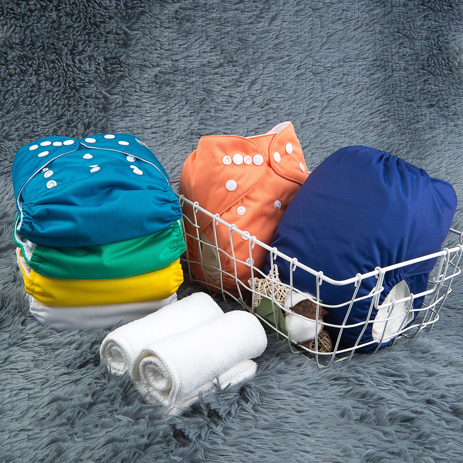 Pañales Alvababy de tela, talla única, lavables, reutilizables, paquete de 6 y 12 insertos, para bebé y niño, talla única , 6BM102, 1