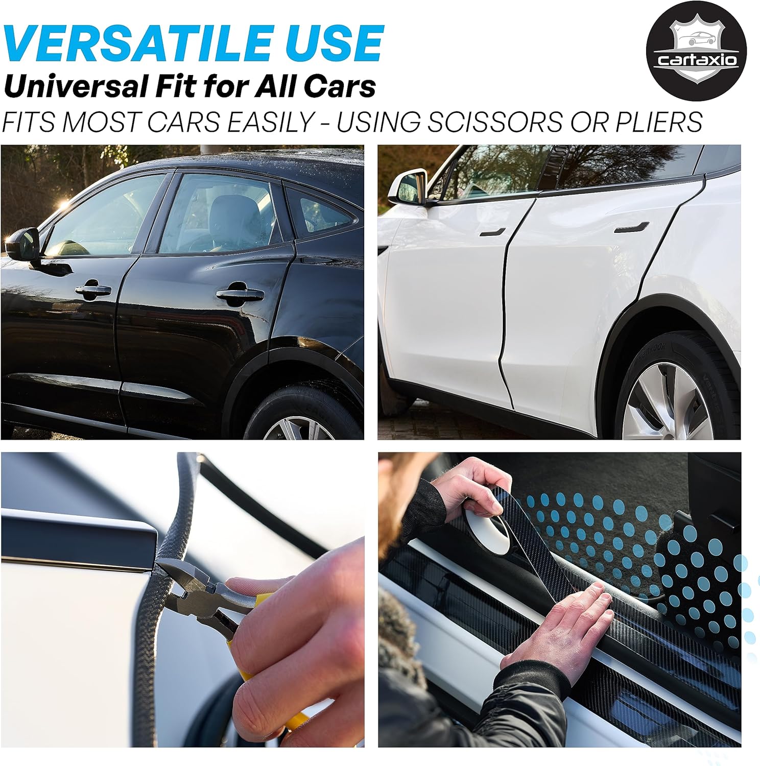 Protector de borde para puerta de automóvil, color negro, 66 pies (65.6 ft), protectores de borde de puerta de automóvil, ajuste universal UVC,