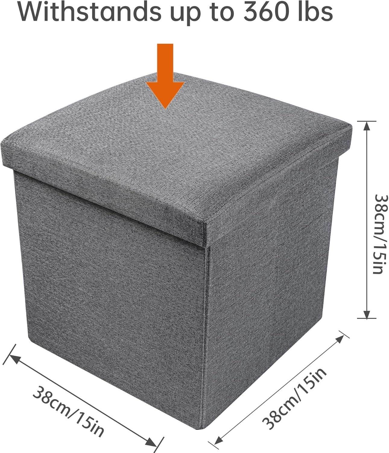 Otomana plegable de almacenamiento, otomana pequeña con almacenamiento, reposapiés acolchado, asiento reposapiés de piel sintética, mesa de café,
