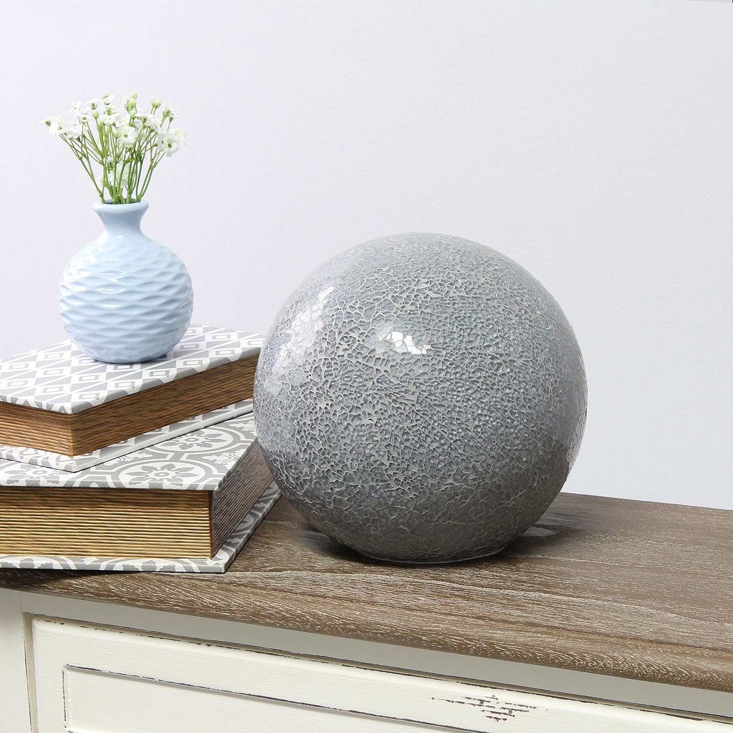 Simple Designs LT3302-GRY  Lámpara de mesa de esfera de piedra