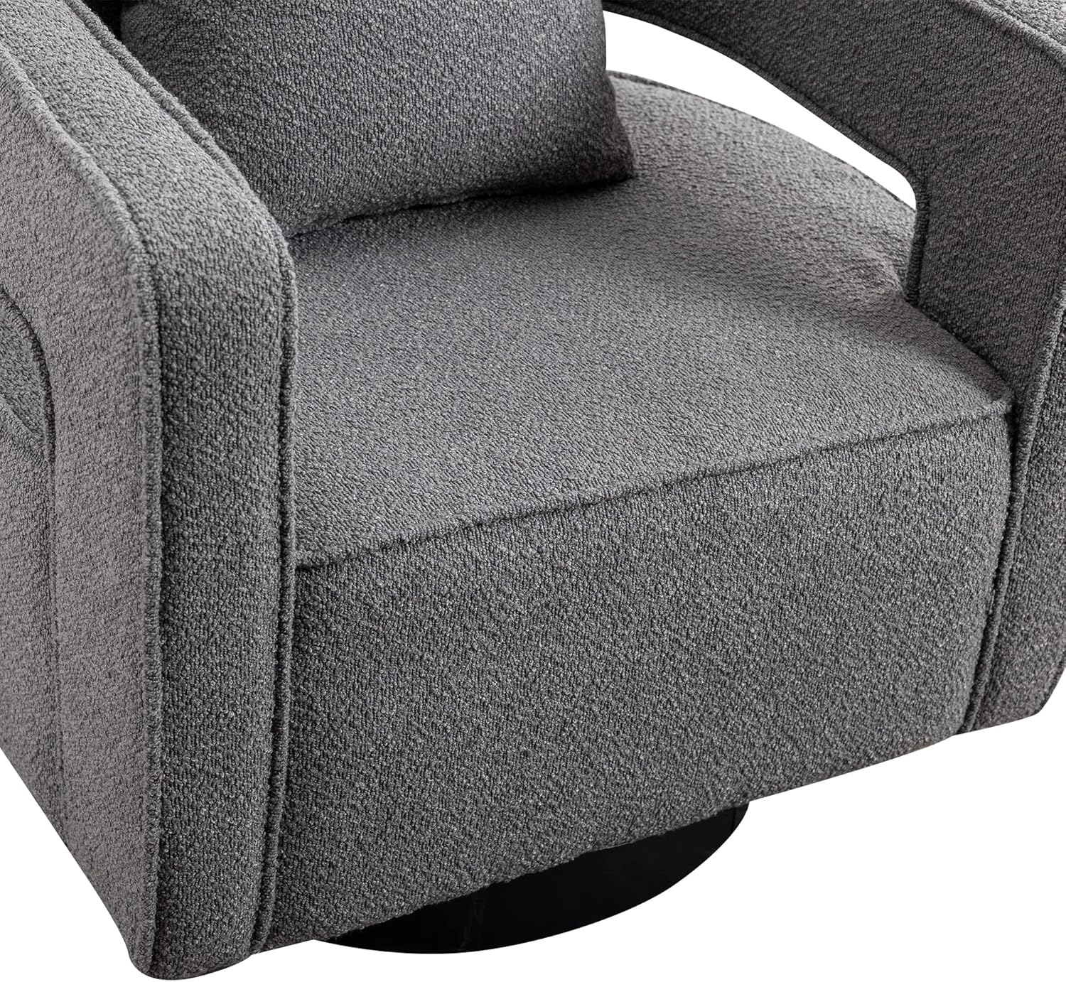 HomSof Silla giratoria de 29.0 pulgadas de ancho con respaldo abierto, moderna y cómoda, para club, ocio, sillón para descanso, gris y negro, 4