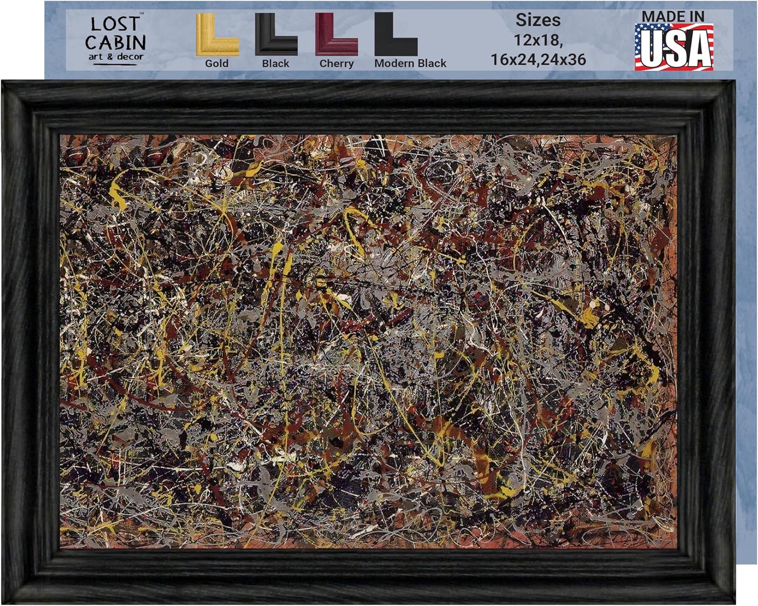 Número 5 1948 de Jackson Pollock – Lienzo enmarcado para decoración de pared, lienzos y pósteres de reproducción de pintura fina  Impresión de