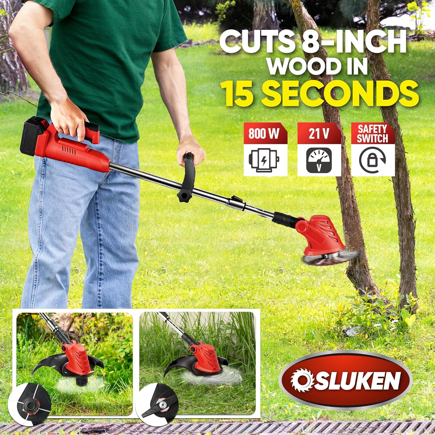 Weed Eater – Wacker eléctrico inalámbrico alimentado por batería, sin cuerdas, 21 V, 3 en 1, de bajo ruido, sin cuerdas, ligero, para el hogar,