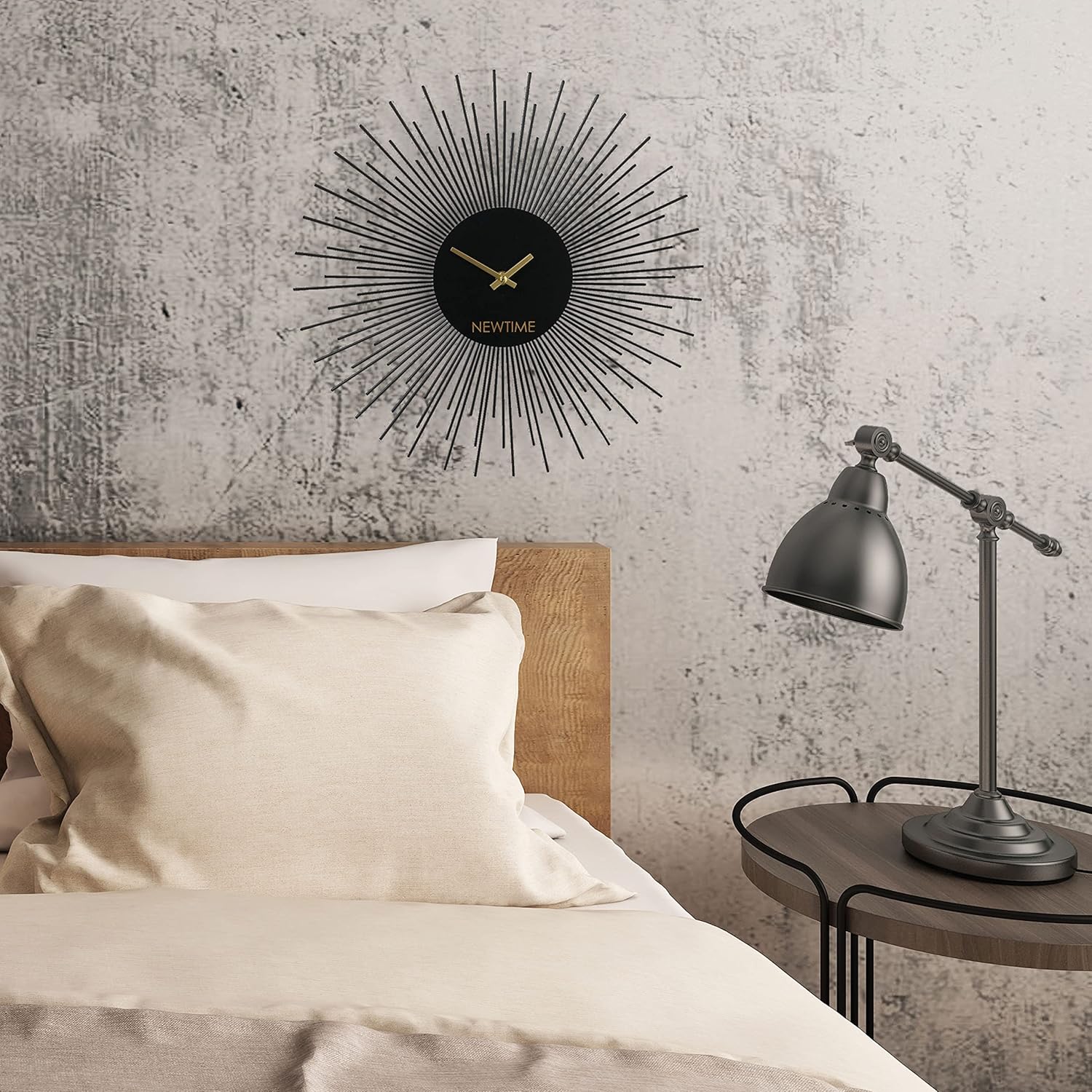 WHW Whole House Worlds Modernist Home New Time Burst – Reloj de pared con movimiento de cuarzo, color negro, manecillas doradas de 15.75 pulgadas, 1