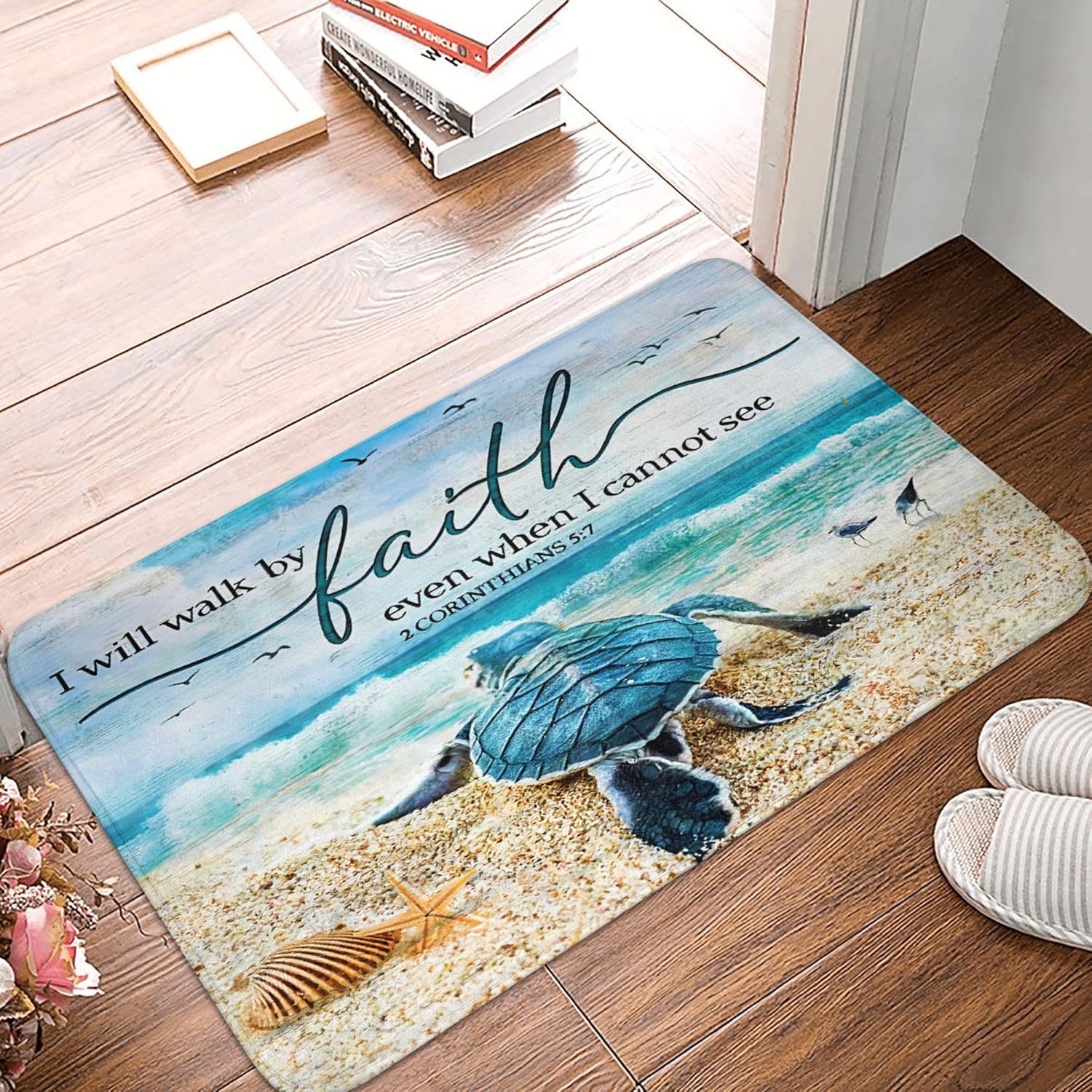 Alfombra de baño de tortuga marina, alfombra de baño náutica costera, alfombra de baño antideslizante, decoración de baño, alfombra de baño de