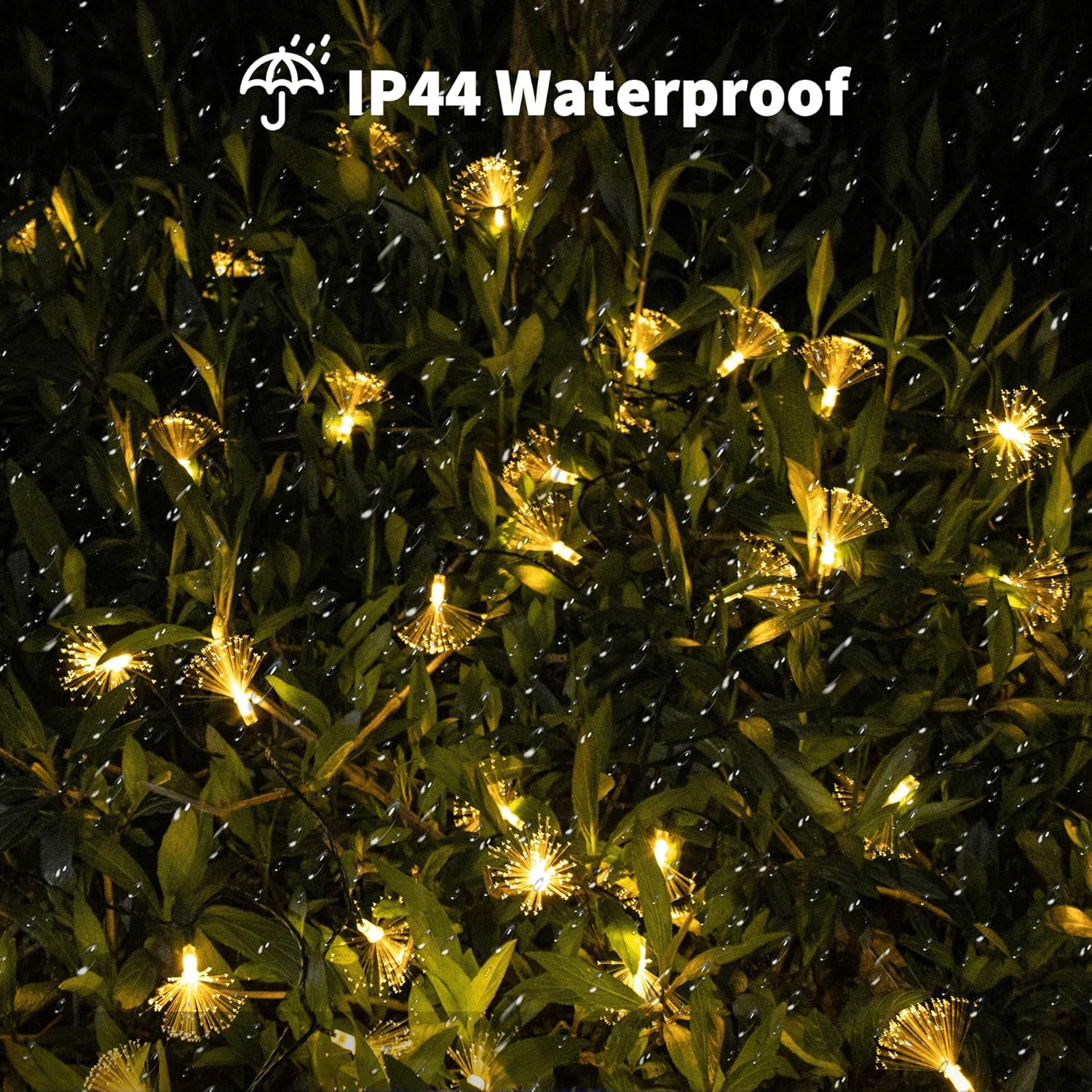 YOLIGHT Guirnalda de luces de fibra óptica, funciona con pilas, 33 pies, 60 luces LED de fuegos artificiales con temporizador, alambre verde, luces