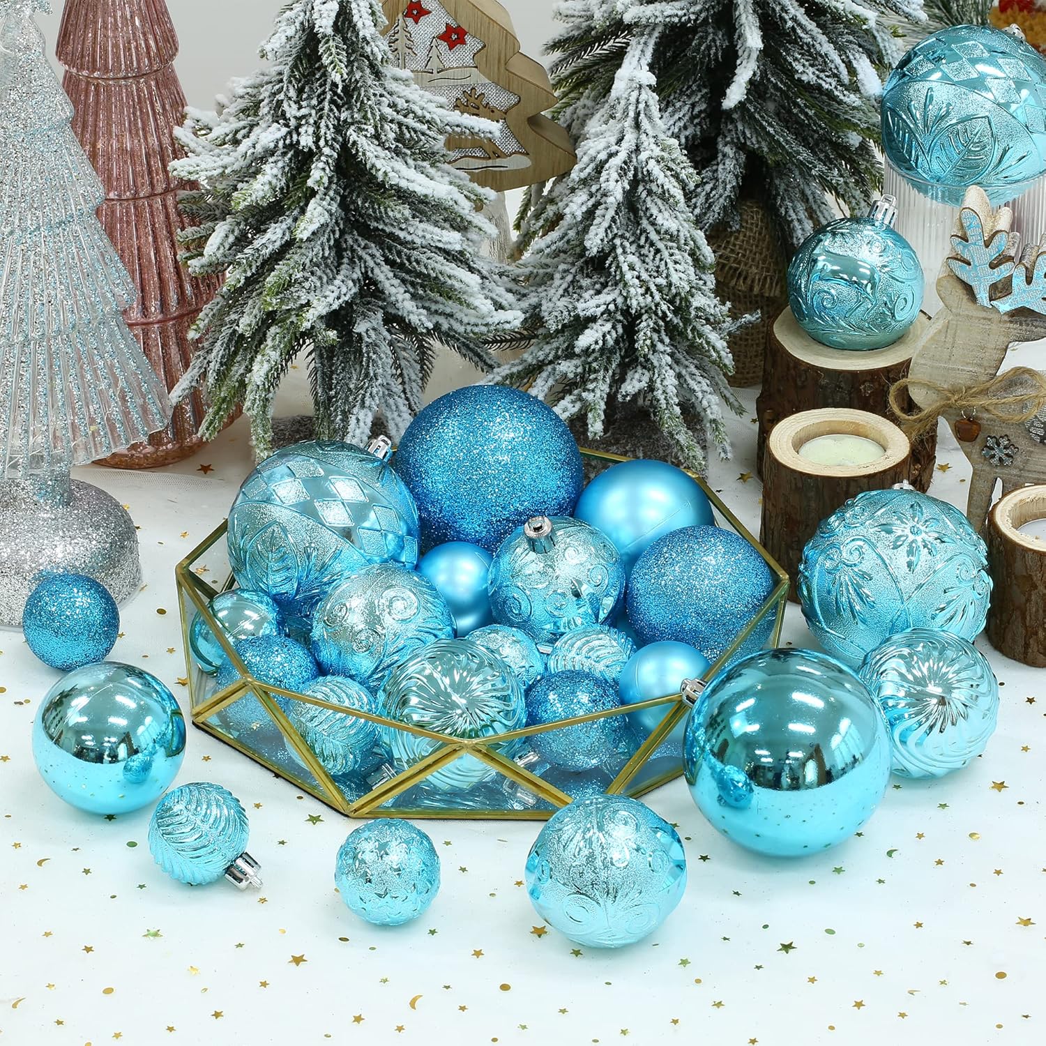 20 adornos de bola de Navidad color azul bebé, irrompibles, decoraciones de árbol de Navidad para fiestas de Navidad, hogar, oficina, decoración de