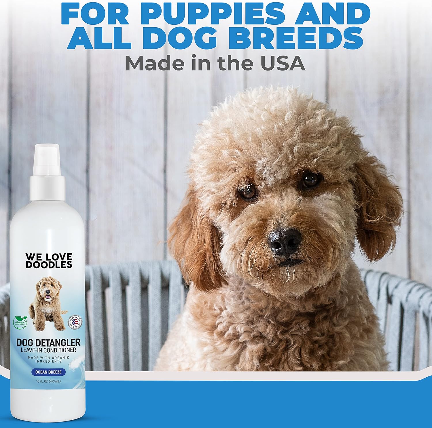 We Love Doodles Aerosol desenredante para perros, acondicionador sin enjuague para perros, espray desenredante para perros, espray desenredante para