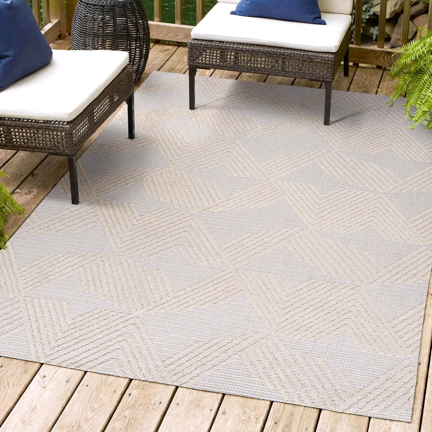 JONATHAN Y SBH106B-4 Jazz de pelo alto y bajo Art Deco geométrico para interiores y exteriores, bohemio, casual, contemporáneo, fácil limpieza,