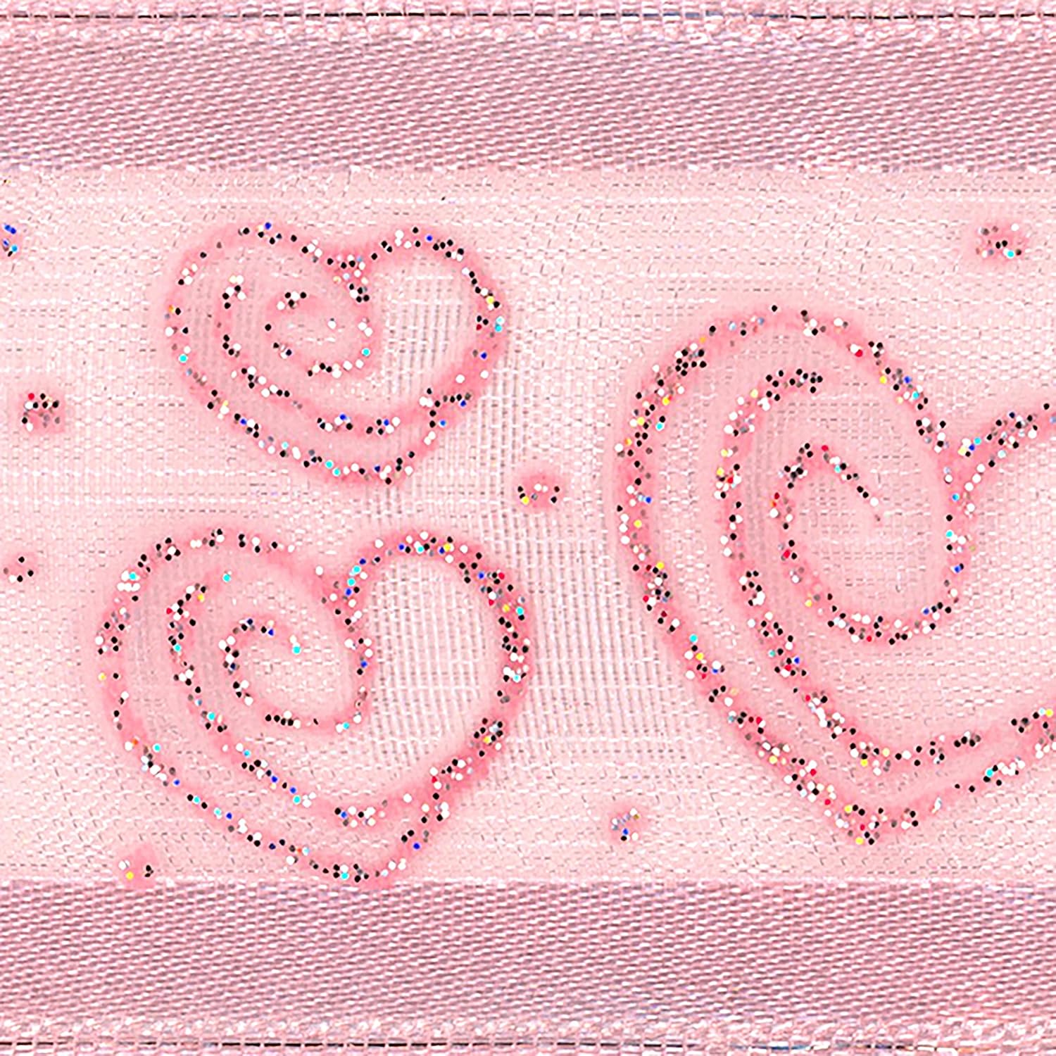 Offray Cinta de satén de borde transparente de 1.5 pulgadas de ancho, 9 pies en total, color rosa