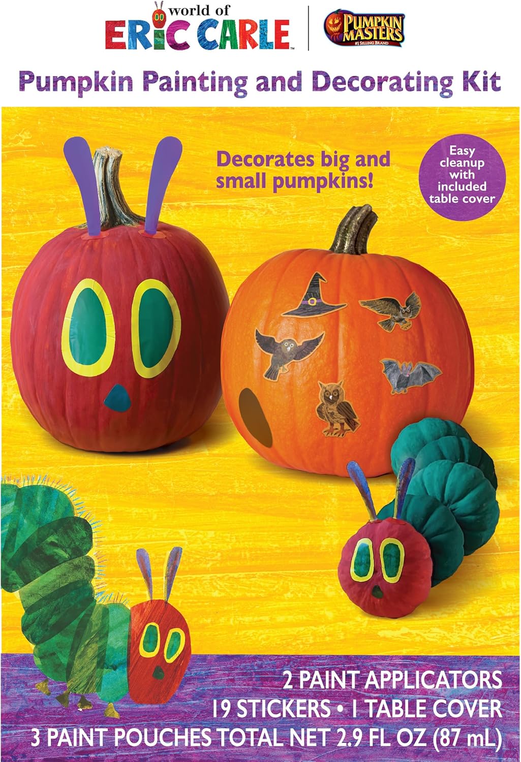 Pumpkin Masters World of Eric Carle – Kit de pintura y decoración fácil limpieza con mantel incluido
