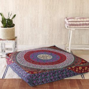 Popular Handicrafts Funda de cojín de suelo  Funda cuadrada de puf otomano con mandala hippie indio, funda de cojín de algodón de gran tamaño con Popular Handicrafts Funda de cojín de suelo  Funda cuadrada de puf otomano con mandala hippie indio, funda de cojín de algodón de gran tamaño con