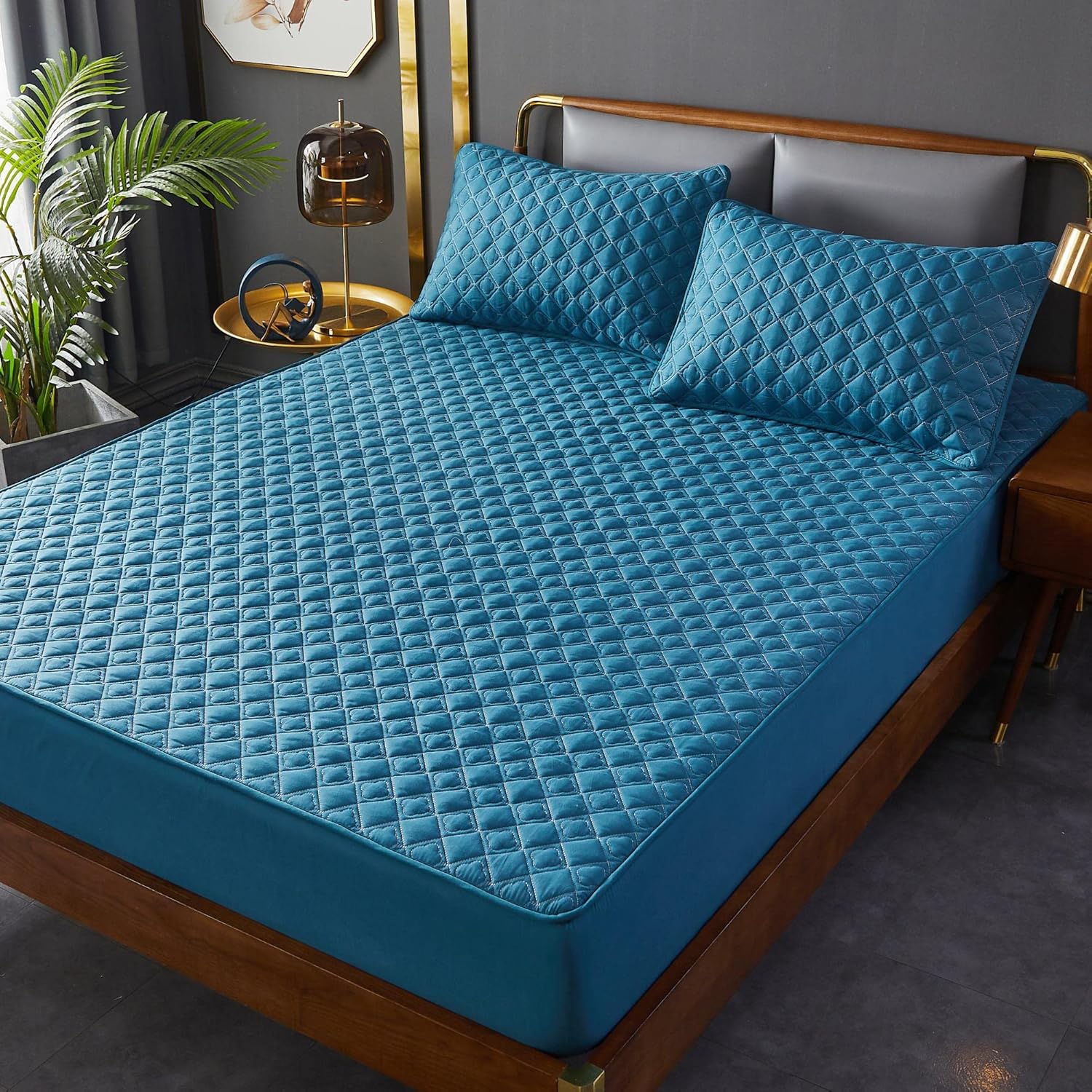 DARKBLUE Sábana bajera ajustable de tamaño matrimonial, con bolsillo profundo, cálida para invierno, transpirable, antideslizante, perfecta para el