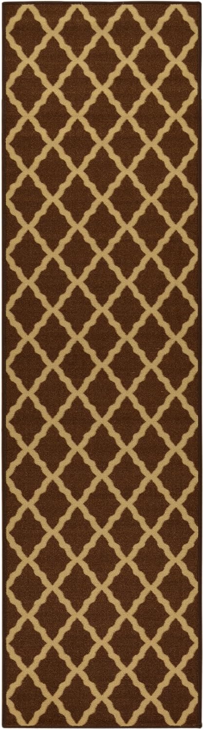 Ottomanson Glamour Collection – Alfombra para cocina, baño y pasillo, antideslizante, diseño de enrejado marroquí contemporáneo
