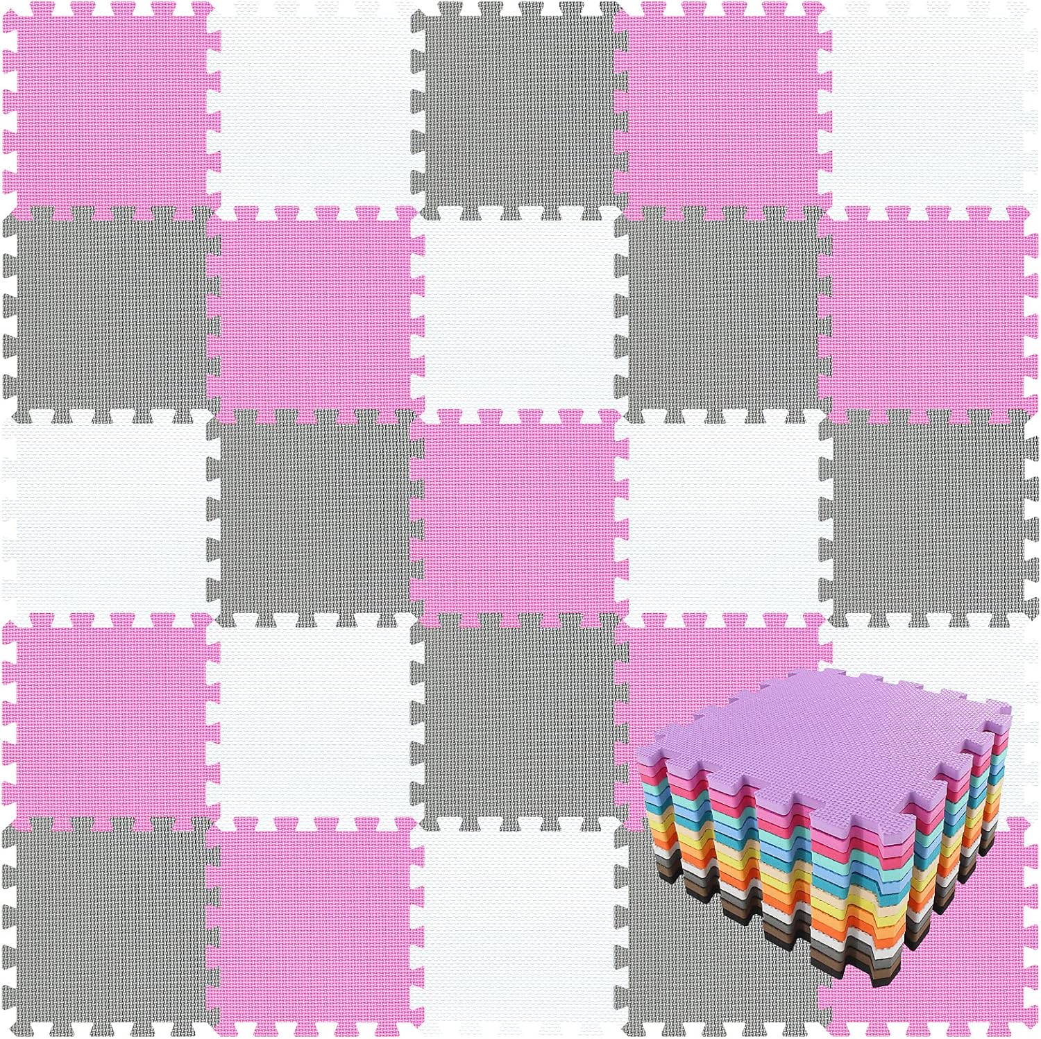 qqpp Alfombrillas de goma EVA con 36 azulejos entrelazados de espuma para rompecabezas – Alfombra de juego para bebé para jugar  Alfombrilla de