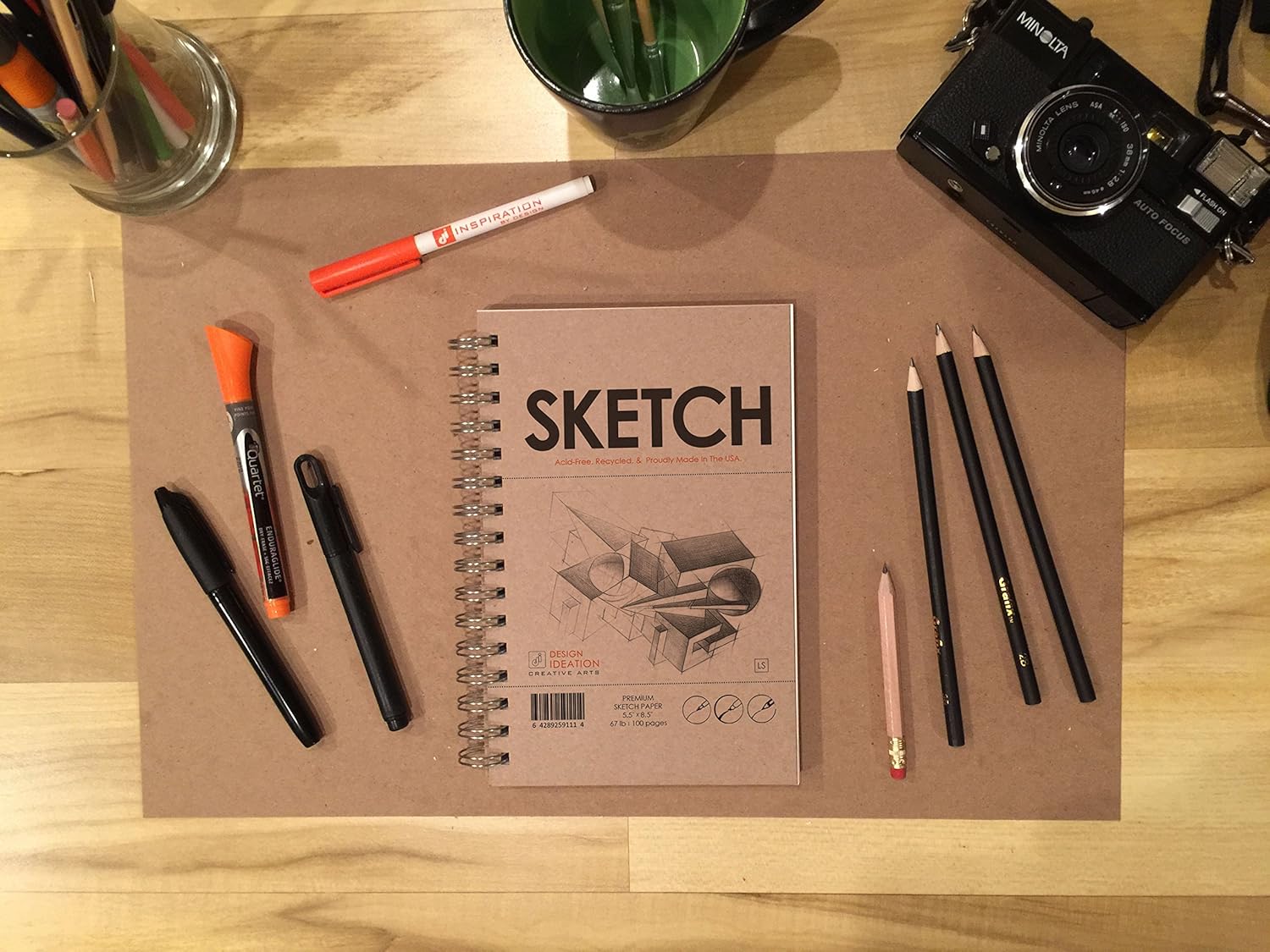 Design Ideation Cuaderno de bocetos cuaderno de bocetos de papel premium para lápiz, tinta, marcador, carbón y pinturas de acuarela. Ideal para