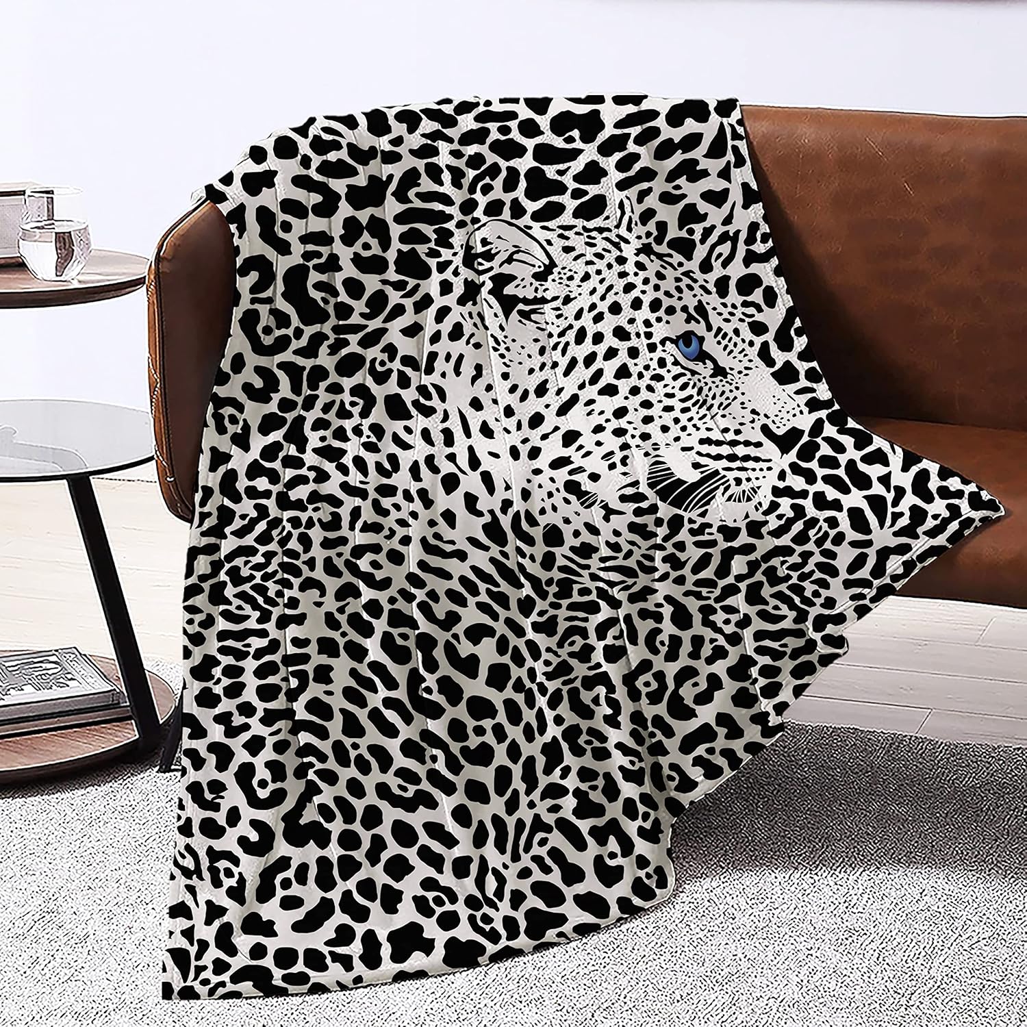 Manta de forro polar con estampado de guepardo, 330GSM, 60 x 80 pulgadas, mullida, cómoda, súper suave, con estampado de guepardo, regalo para