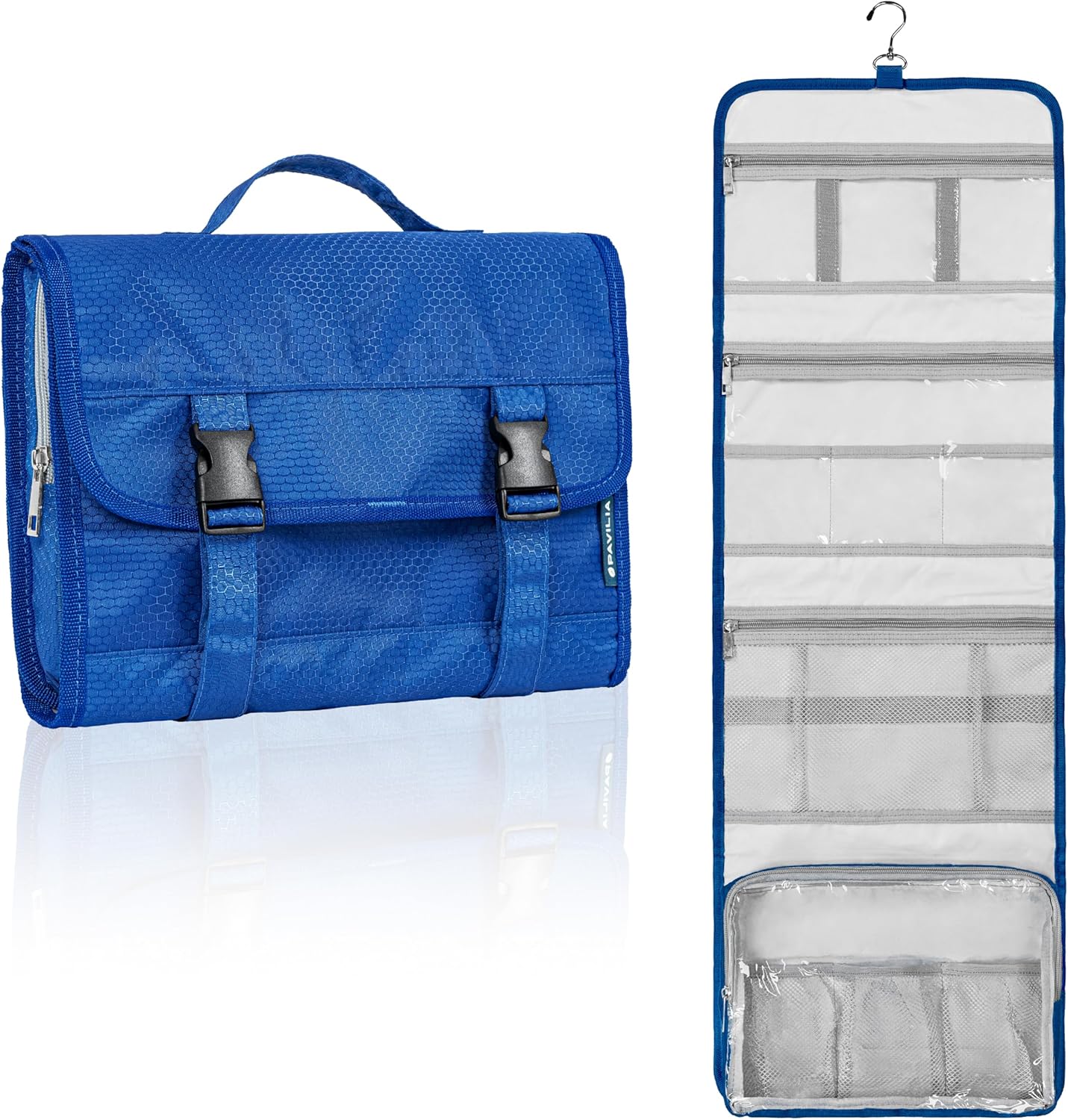 PAVILIA Neceser colgante de viaje para mujeres y hombres, kit de bolsa de maquillaje de gran capacidad, estuche organizador de almacenamiento de